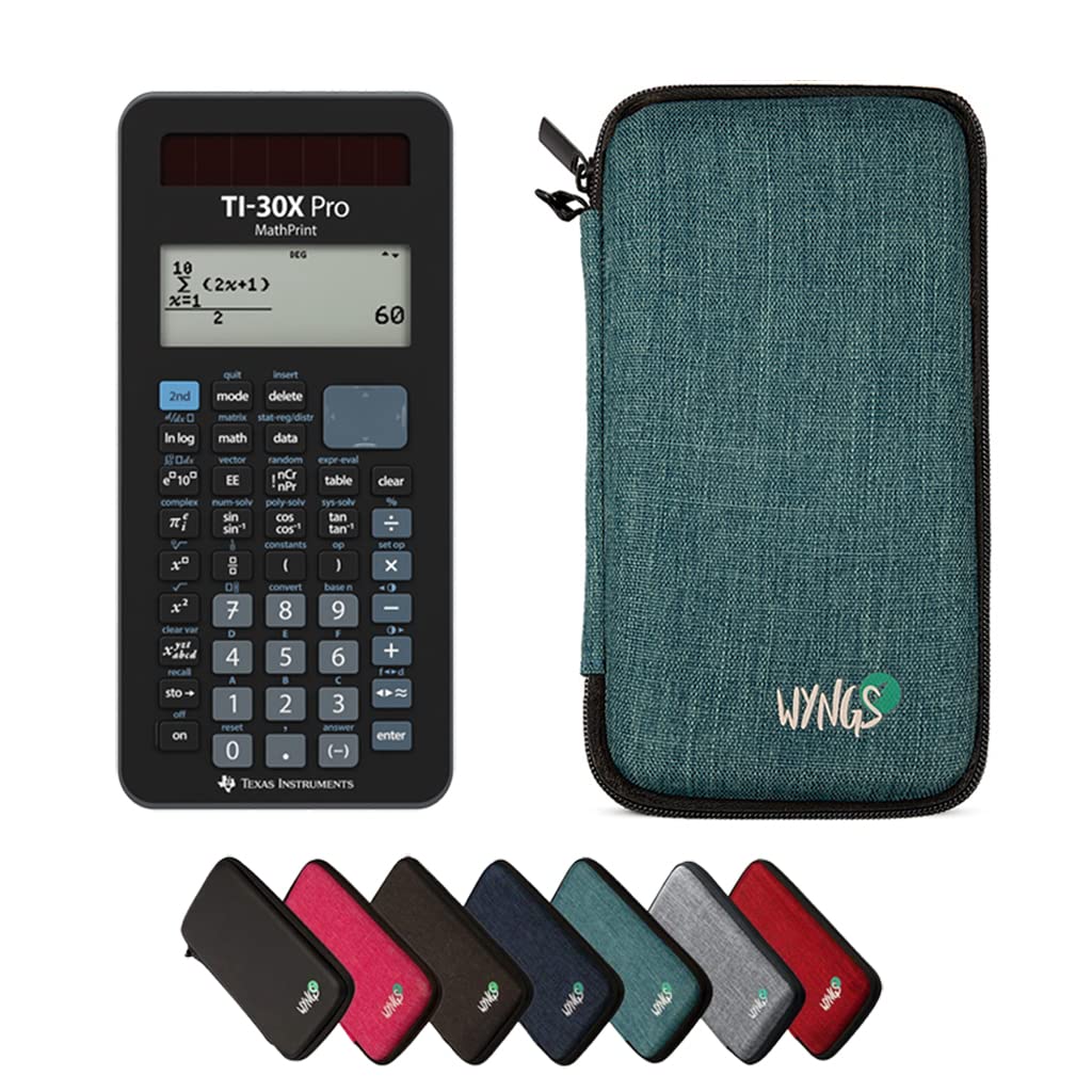 TI-30X Pro MathPrint con Funda Protectora WYNGS Turquesa - Calculadora Científica - Paquete Básico