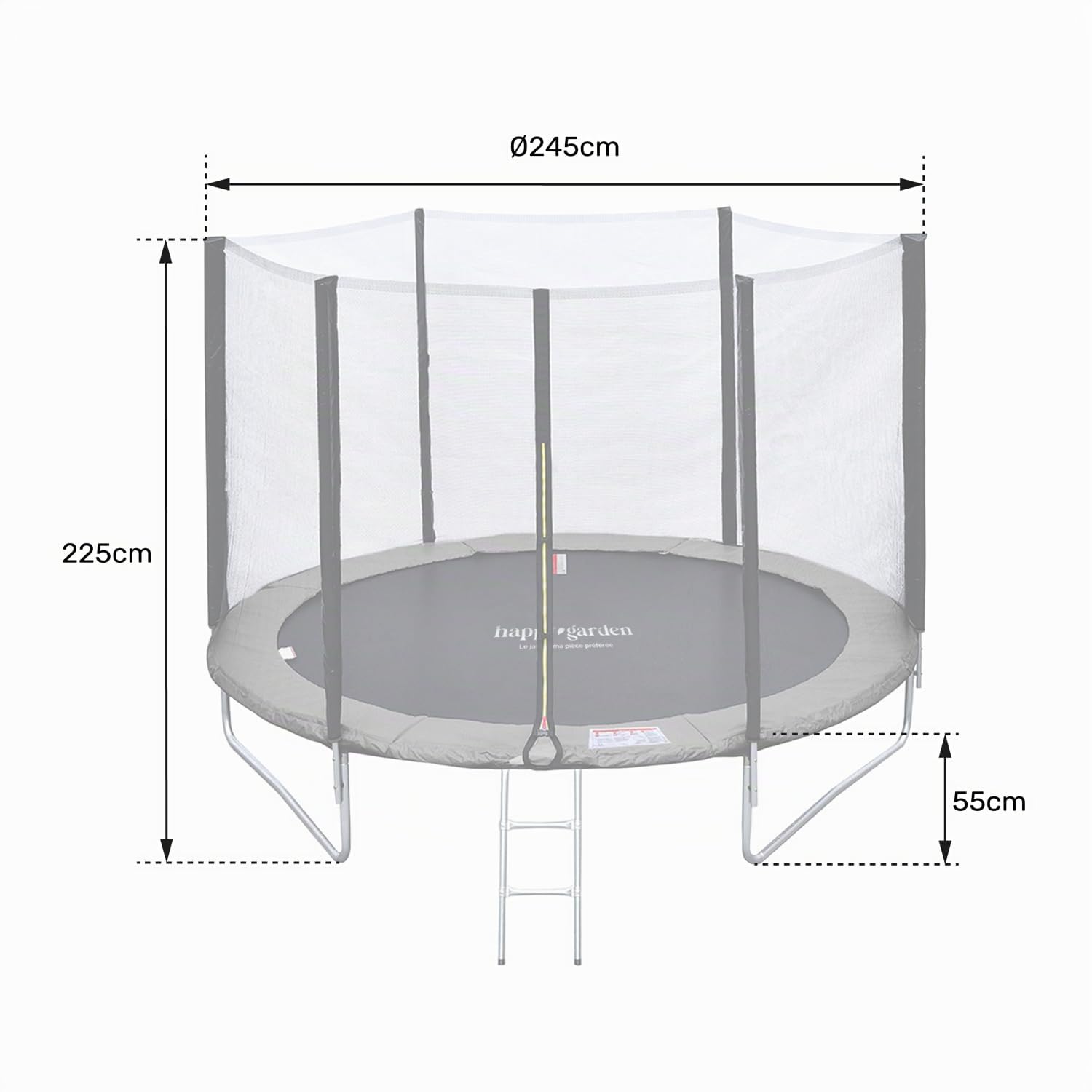Pack Premium Cama elástica 245cm Reversible Canberra + Red de Seguridad, Escalera, Lona y Kit de Anclaje