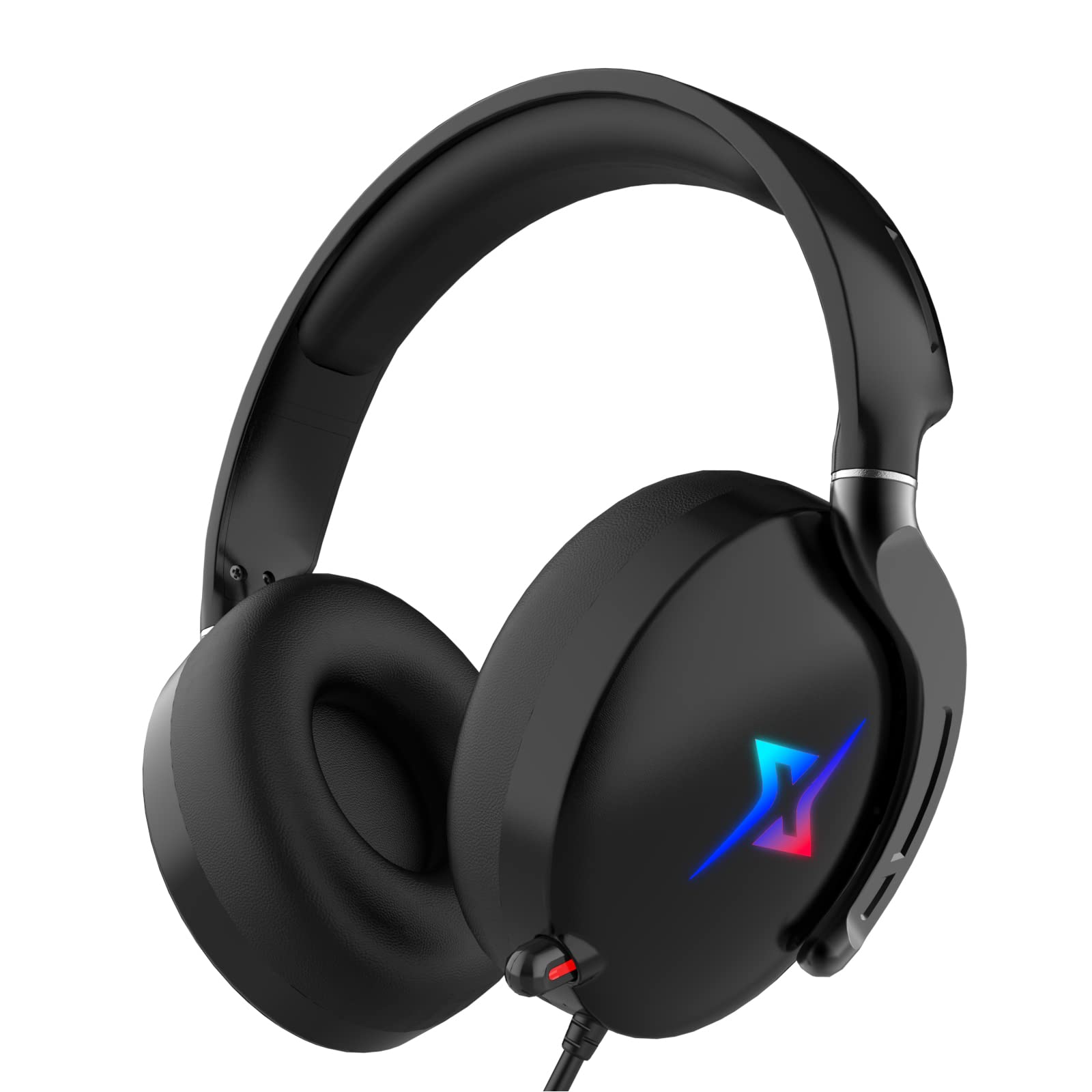 Cuffie da gioco per PS4 PS5 PC con audio surround 3D con microfono, cuffie cancellazione del rumore RGB luci per gamer, 21 x 20 x 6 cm, colore nero