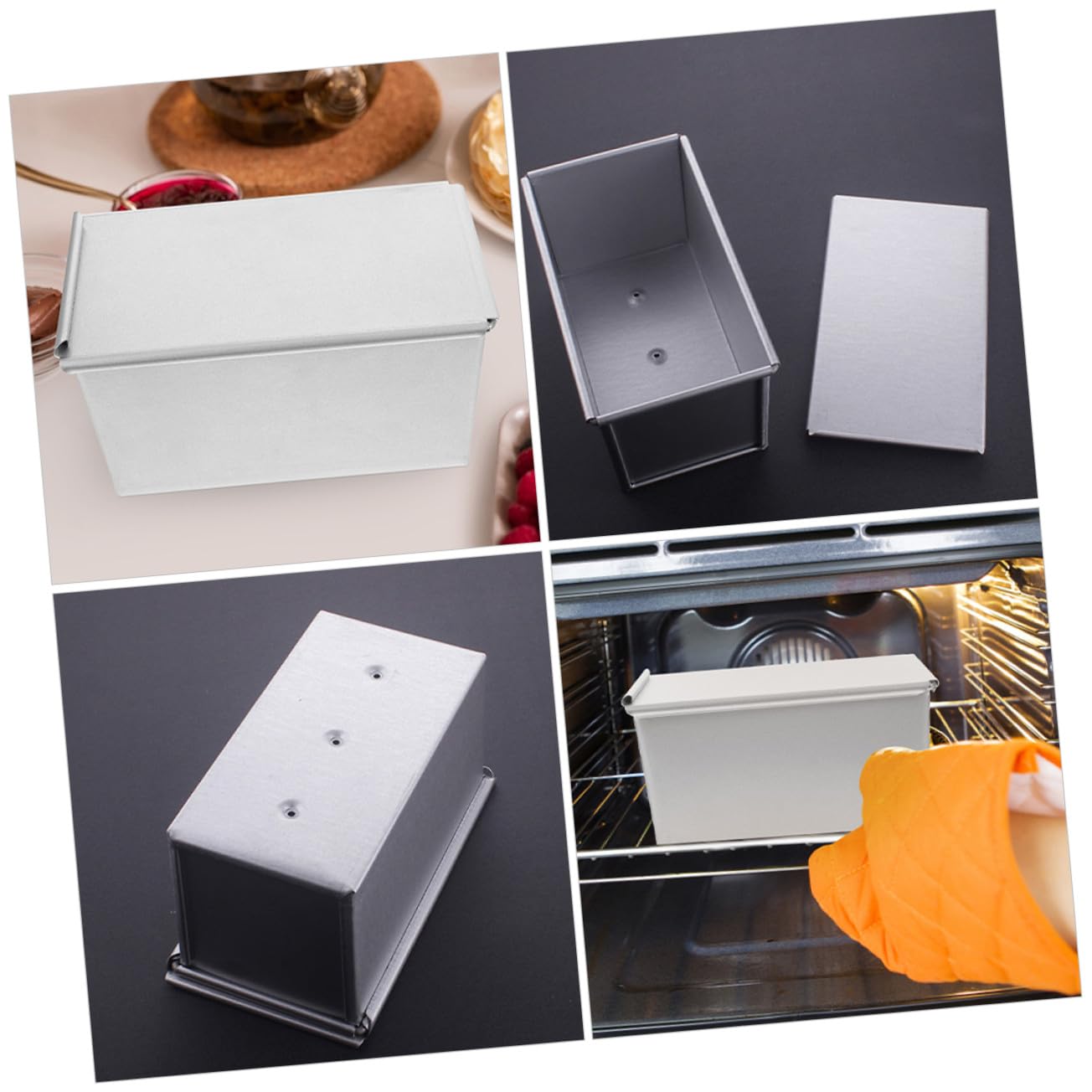 UKCOCO Molde Rectangular para Pan con Tapa Bandeja Antiadherente para Hornear Tostadas y Bizcochos Molde Ligero y Duradero para Uso Doméstico y Profesional para Horno y Repostería