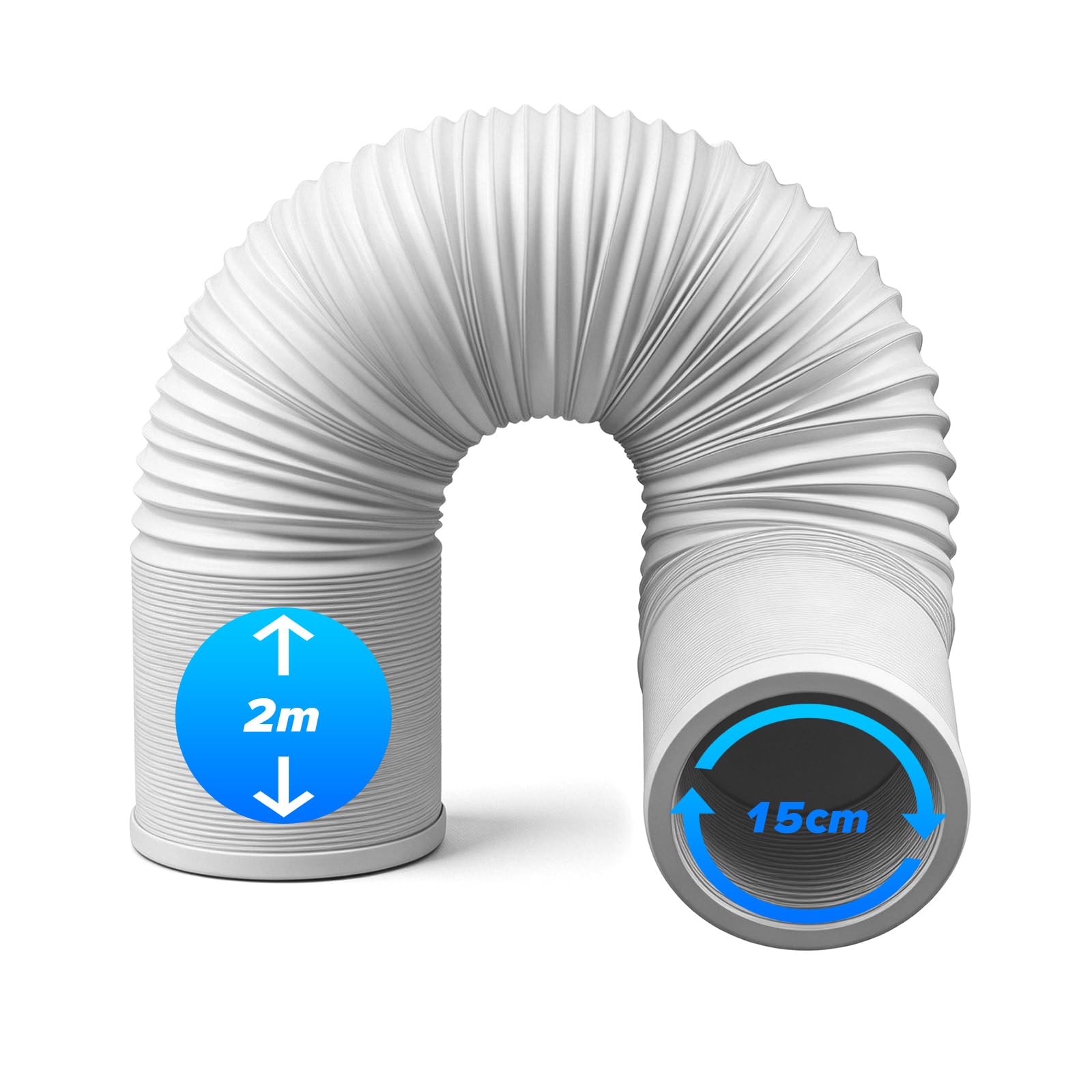 Manguera de aire acondicionado de 2 m, diámetro de 15 cm, manguera de escape de aire acondicionado, para unidades de aire acondicionado, secadoras, deshumidificadores