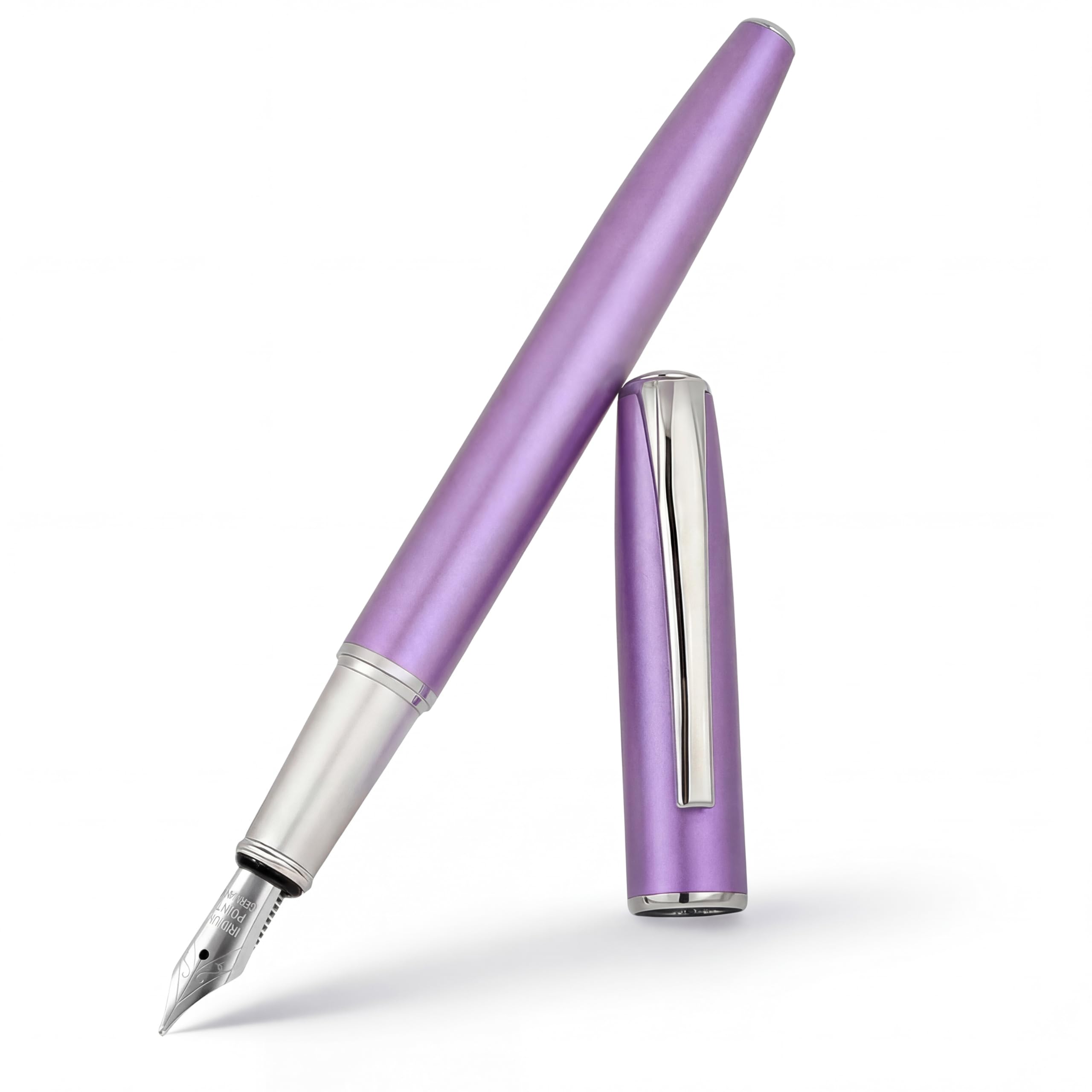 BOCIYER Super Smooth Writing Fountain Pen Set,Includes 2 Hand Polished Iridium Nibs(Fine & Extra Fine),8 Ink Cartridges,2 Ink Refill Converter and Gift Box,Best Pen Gift Set for School,Office(Purple)