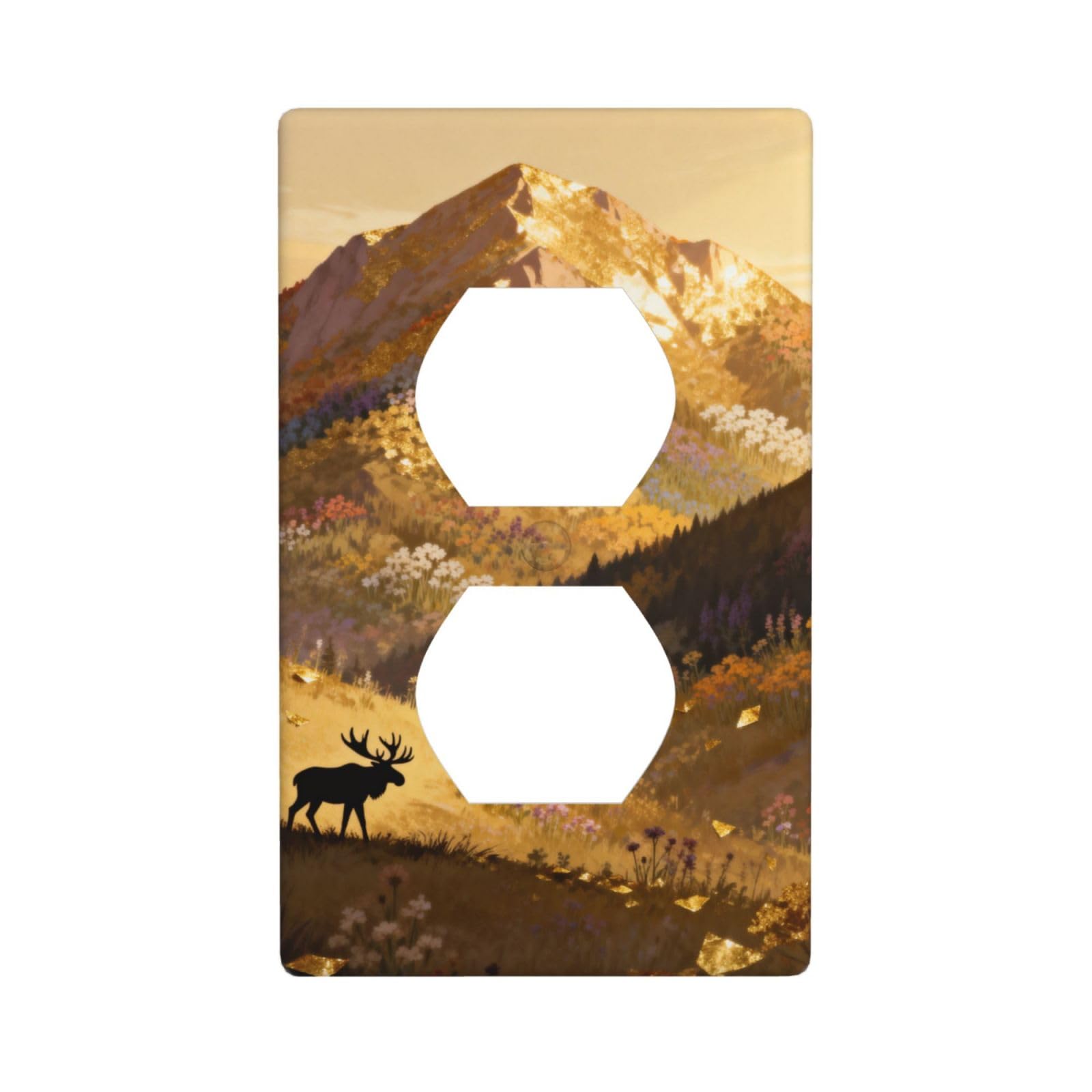 Moose and Wildflowers Decorative Switch Plate Cover-Unbreakable Polycarbonate Wall Plate for Home Office, 1 Gang with Screws