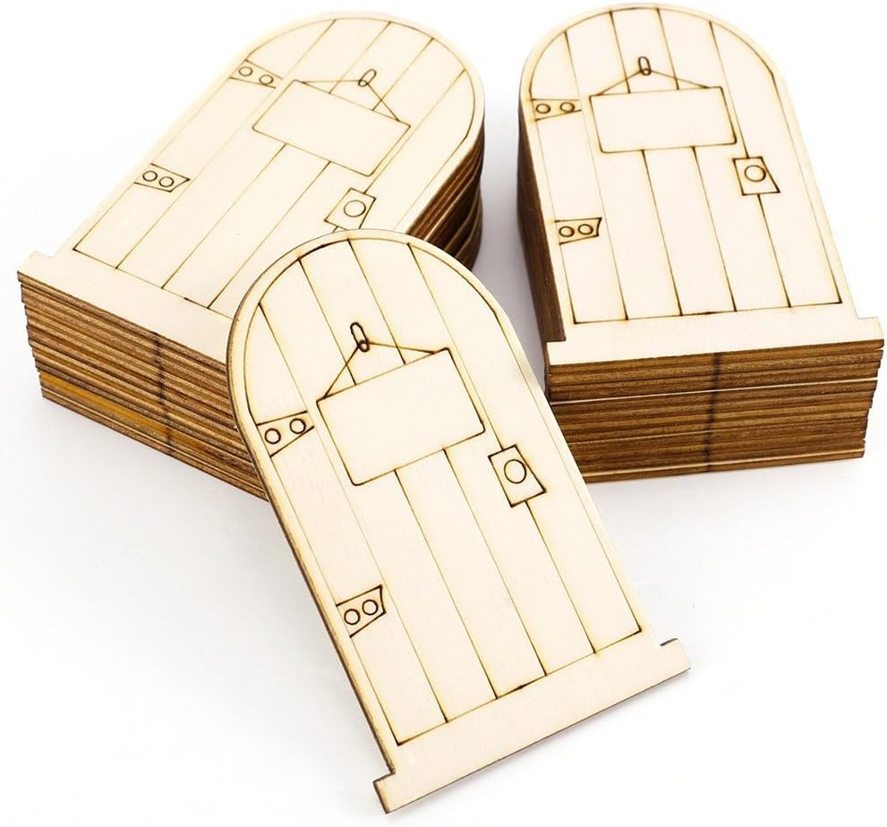 25 Pcs Wooden Fairy Door Mini Wooden Fairy Door Fairy Garden Miniature Decoration (3.58 X 2.24 Inch)-image-32