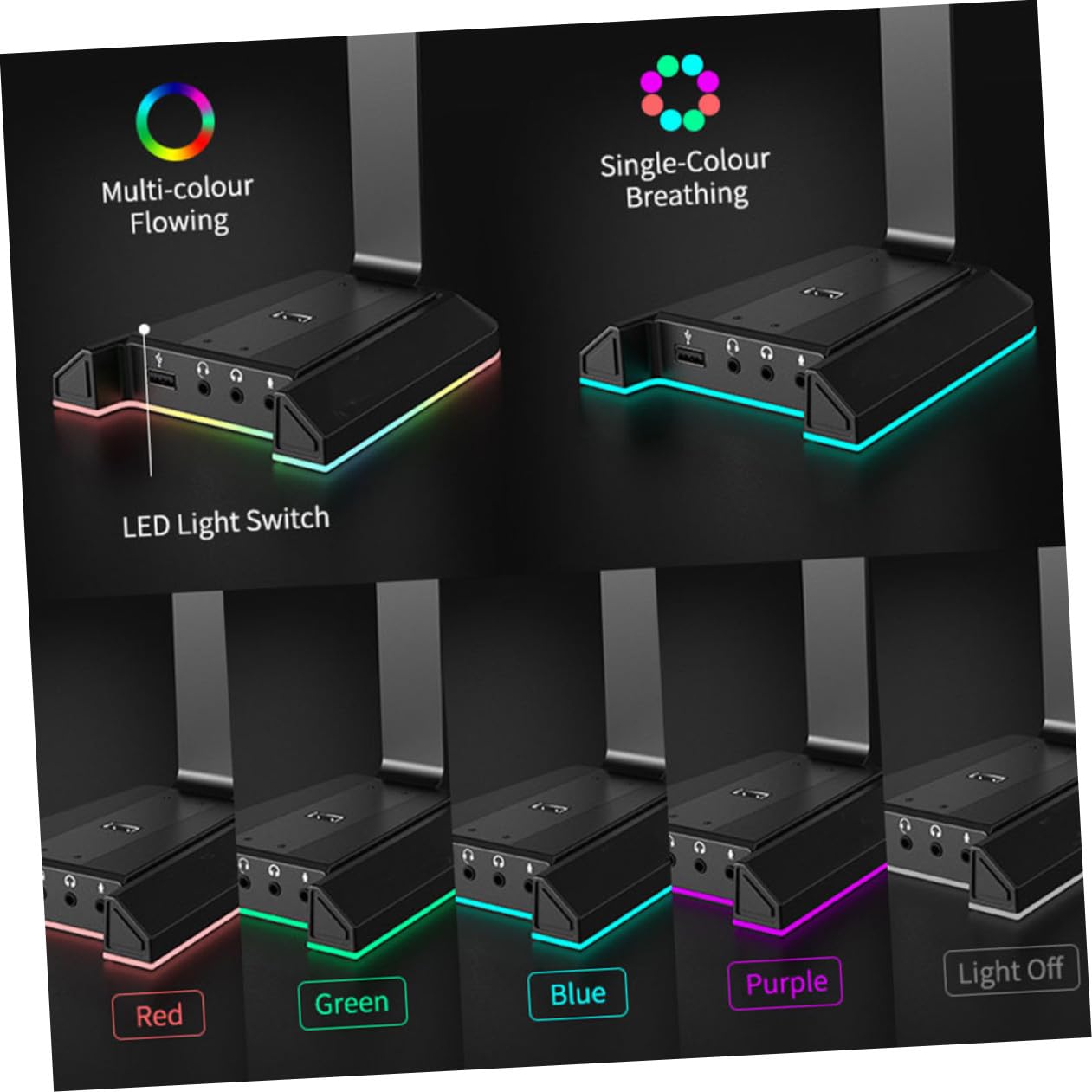 POPETPOP Supporto Cuffie da Tavolo Gaming in Abs Nero Porta USB | Trasmissione Efficiente e Intelligente, per Cuffie e U Disk, Rack Verticale Compatto