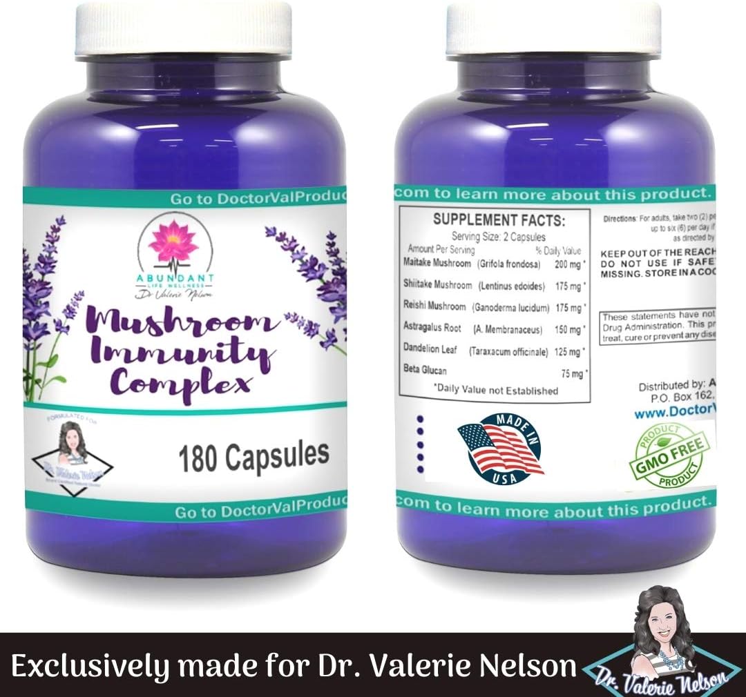 Mushroom Immunity - 180 Caps With Maitake, Shitake, Reishi, Astragalus, Dandelion & Beta Glucan - Intense Immune Support