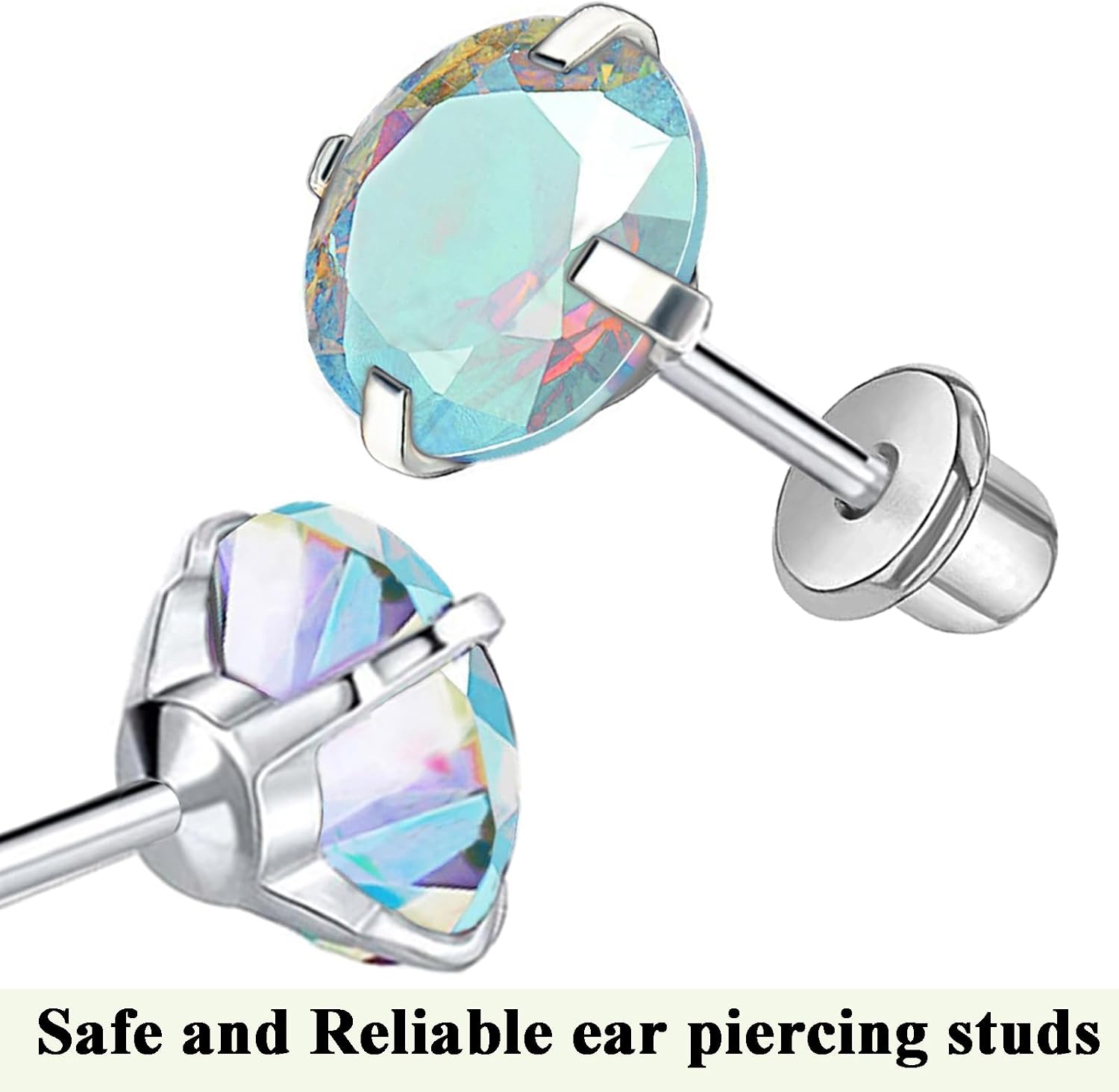 Vessantara Ear Piercing Kit - Disposable Self Ear Piercing Gun Cartilage Tragus Piercer Tools with Shiny Earrings Stud 3mm 4mm 5mm | 4 Pack