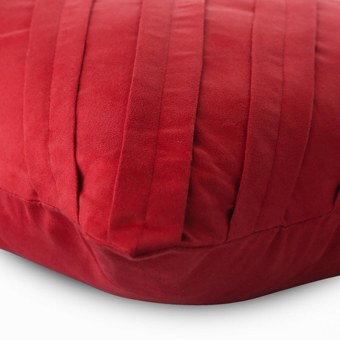 The HomeCentric Rosso 50x50 cm EcoEcopelle Scamosciata Sintetica Federe per cuscini, Pintucks, Strutturato, A Strisce Scamosciato Federa Cuscino, Contemporaneo Tinta Unita - Contemporary Red