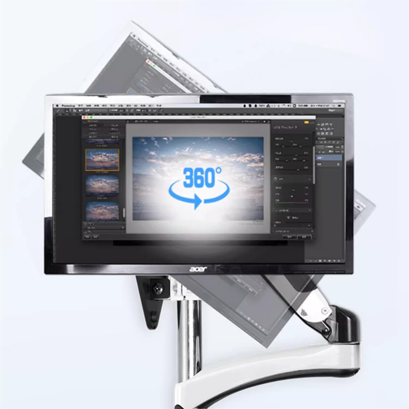 ガススプリング壁マウント ショー15用 回転傾斜 横向きから縦向きまで フルモーション壁マウント 最大32インチのデバイスに対応 並行輸入品 BONTEC (ボンテック) シングルモニターデスクマウント 13~34インチ