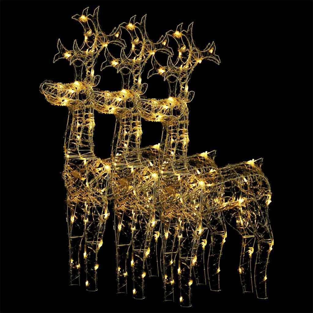 3er Set Rentier Weihnachtsdeko 100 cm Leuchtende Acryl Rentiere mit 90 LEDs Warmweiß für Garten und Wohnzimmer Dekoration