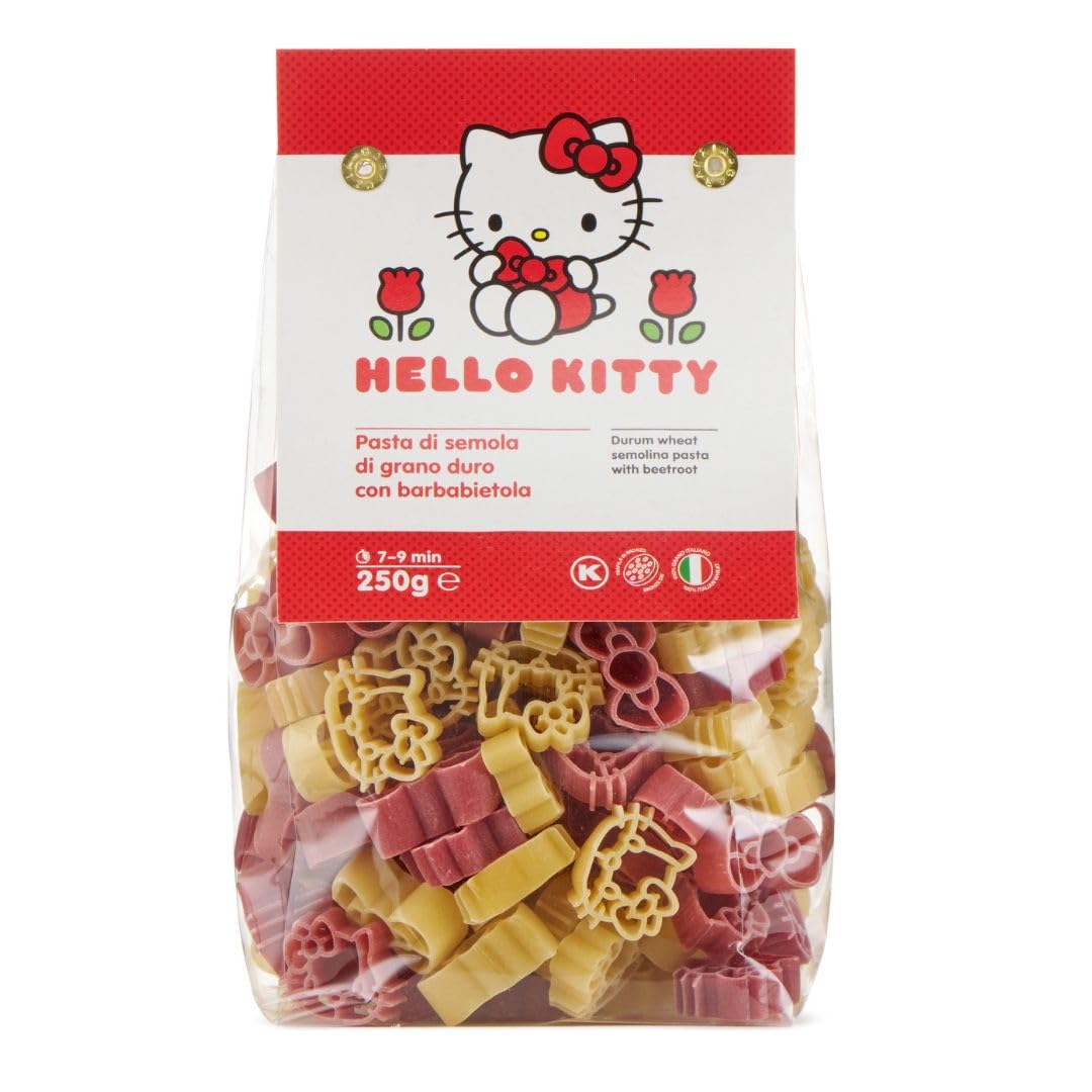 Dalla Costa Hello Kitty Bicolore Pasta mit Roter Beete – Vorteilspack 12 x 250 g – Italienischer Weizen – Bronze-gezogene Pasta