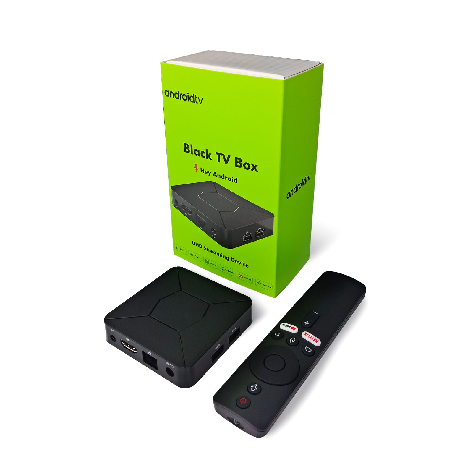 BOXPUT Q5 TV Box, Android 10.0 TV Box, Reproductrice Streaming en 4K Ultra HD, Quad Core Builtin 2.4G/5G WiFi BT 5.2 100M LAN Enternet Media Player - Noire
