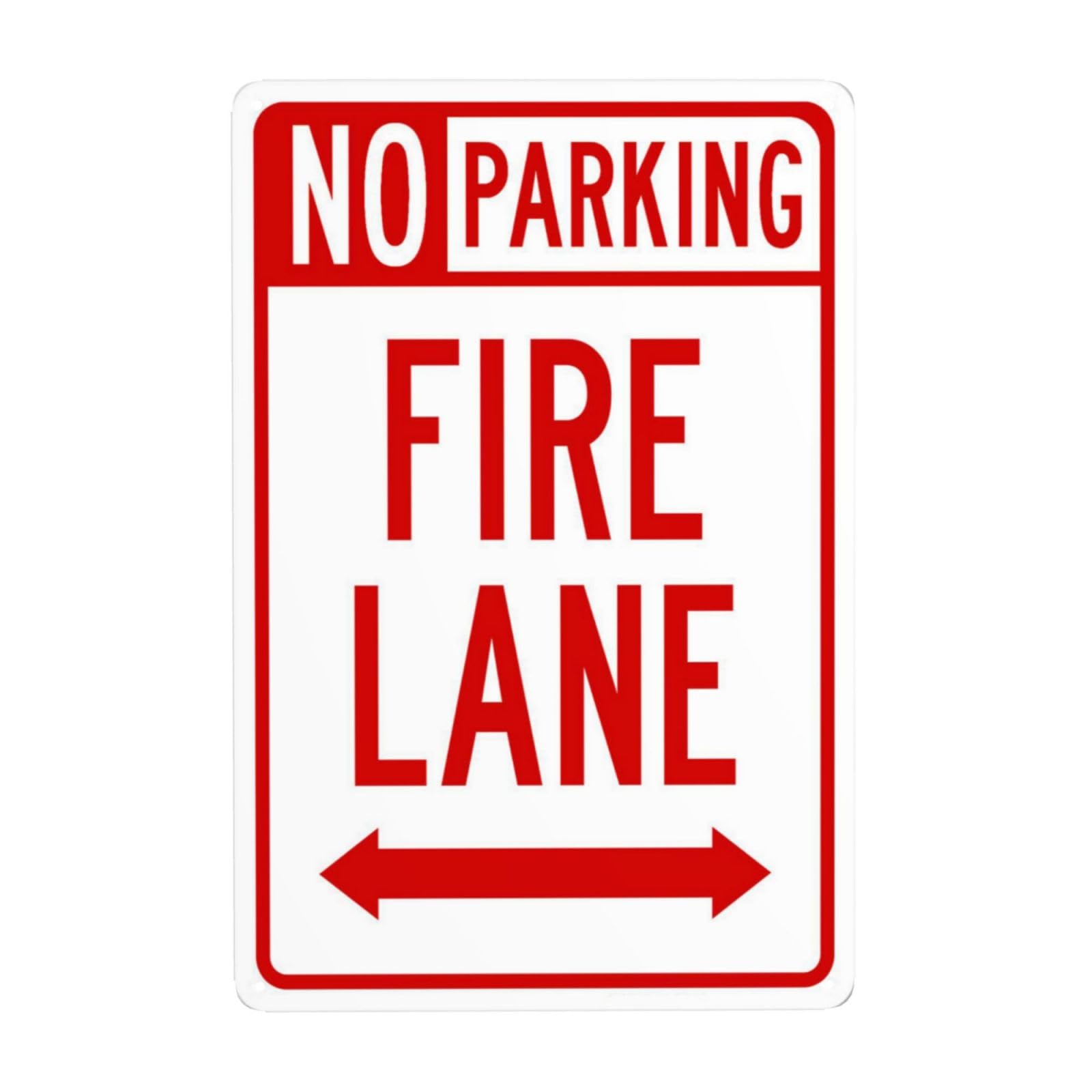 SMAZDFXX No Parking Fire Lane With Bidirectional Arrow Metal Warning Sign, Cautions Security Tin Sign, Safety Posted Signs for Street Business Wall Decor 8"x12"