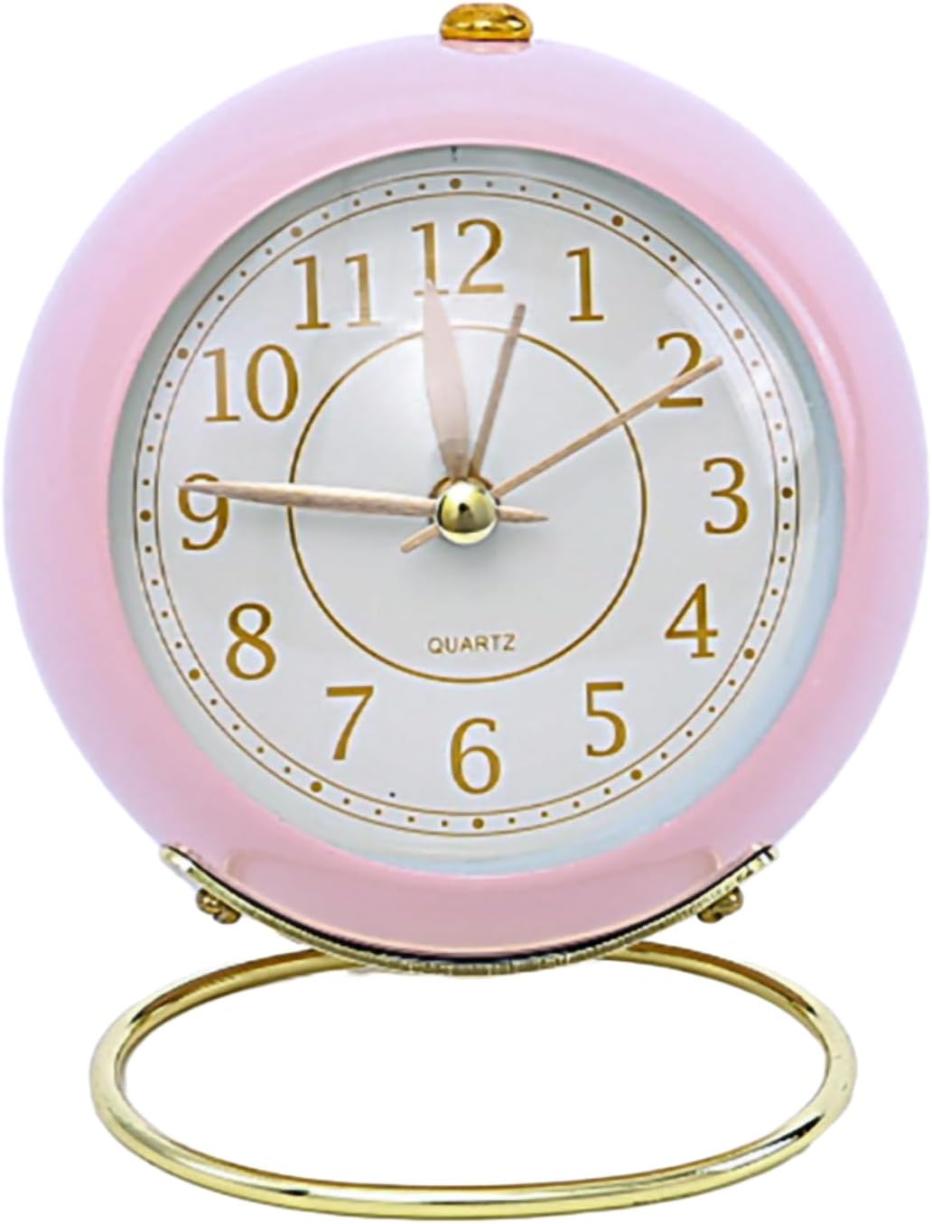 HERCHR Small Table Clock, Bedside Alarm Clock Classic Silent No Ticking Tabletop Alarm Clock Battery Operated Desk Clock for Bedroom Decor(Pink)