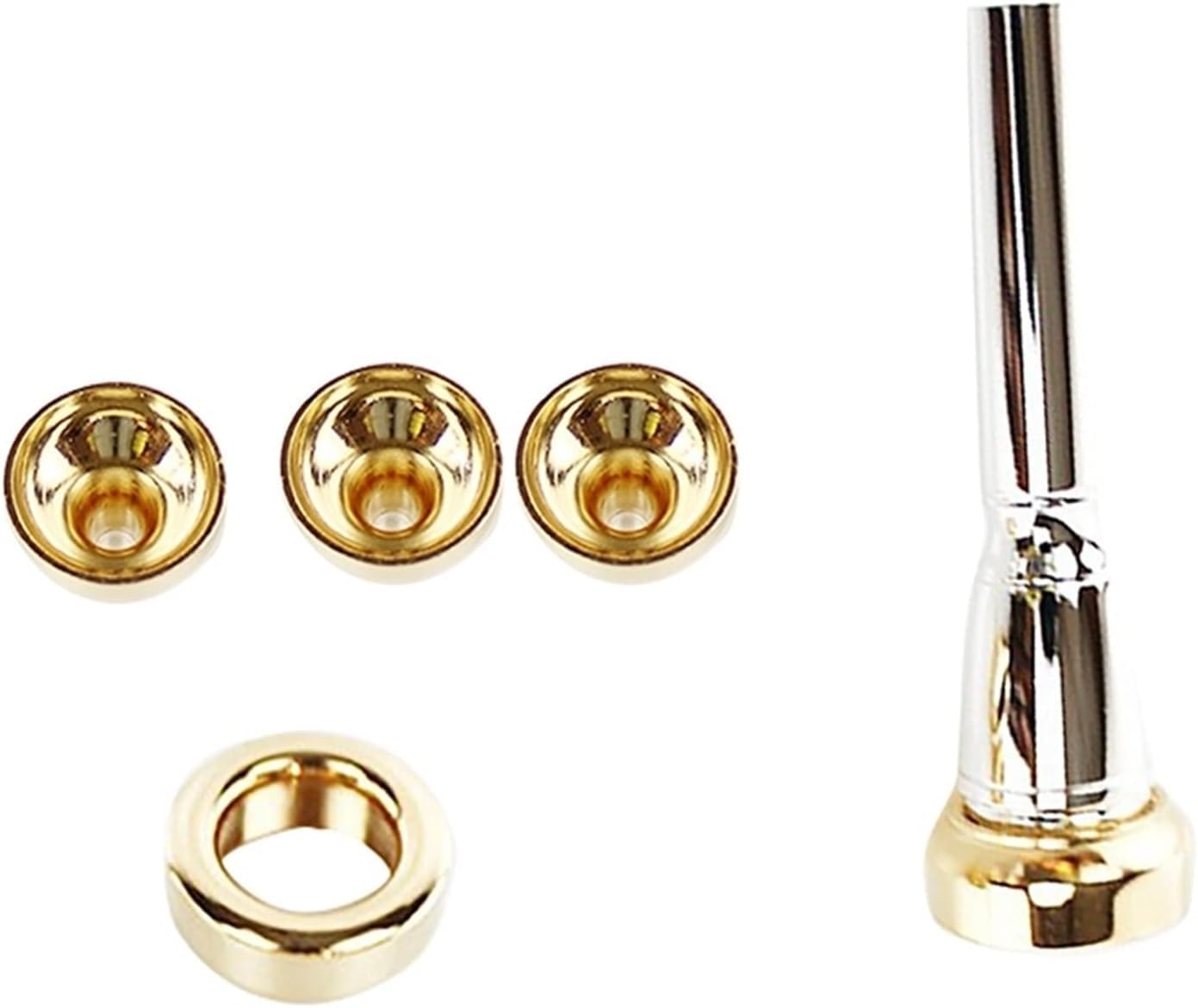 1 Set 2C 3C 2B 3B Mundstück for Bb-Trompete Messing vergoldet EIN Mehrzweck-T-Adapter Professional (Color : Gold, Größe : 2C 3C 2B 3B)
