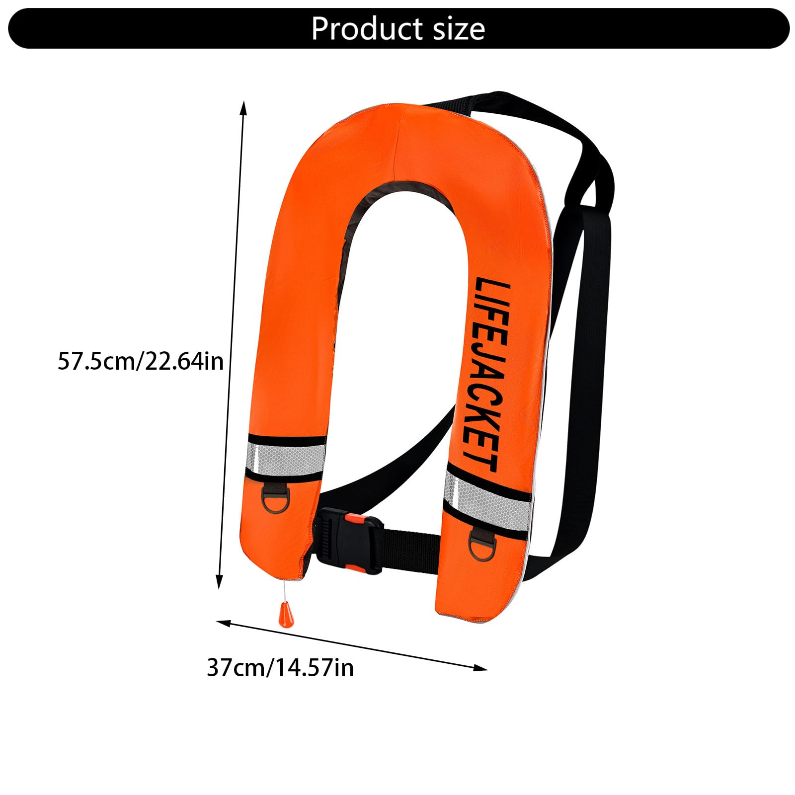 Chaleco inflable para deportes acuáticos con cierres ajustables, acento reflectante, soporte de flotación para pesca, navegación, chaleco para exteriores