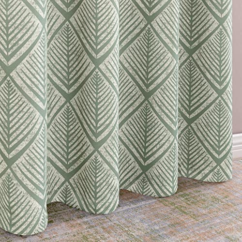 Jinchan JCBLKTLMSGM-5084C02 Moderate Blackout Curtains Geometric Patterns Design Grommet Top Bedroom Window Curtains Room Darkening Thermal Insulated Drapes 84 Inch L Matcha Green thumb #6
