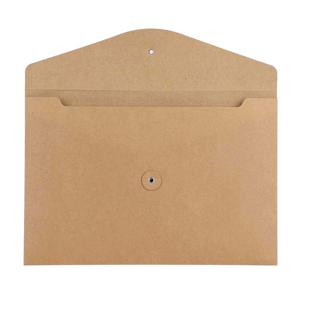 10pcs A5 C5 Documents Wallets Kraft Paper File Folders Thick Envelopes Foolscap Recycled Popper Wallets Project Organizer Bag with String for Office