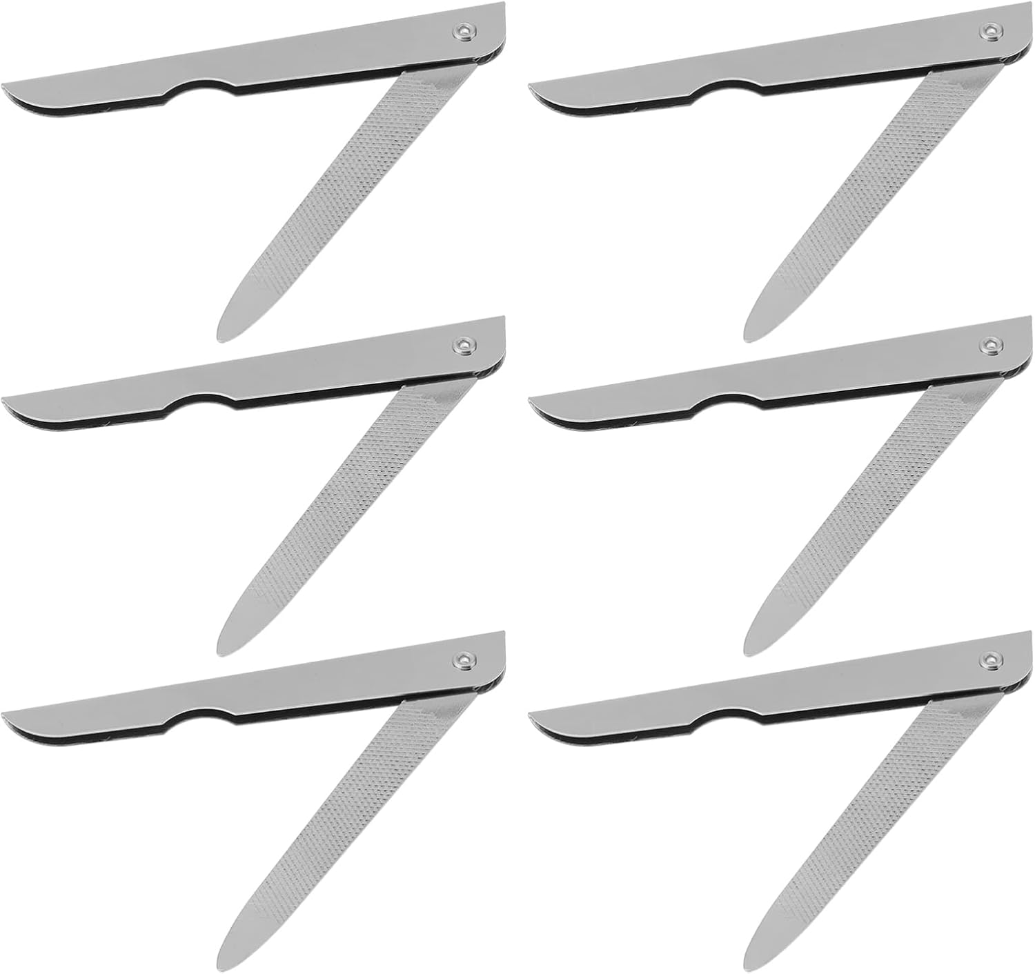 Nail File, 6PCS Folding Nail File Metal Stainless Steel Fold Cuticle Professional Tool Set Files Nails Easily for Men Women
