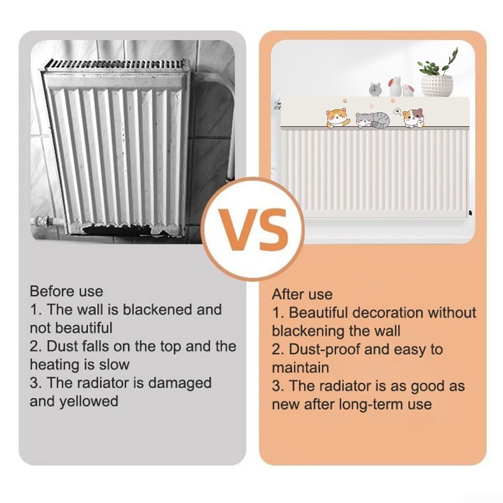 Heizkörperabdeckung Mit Katzen-Design - Staubschutz 100cm Weiß