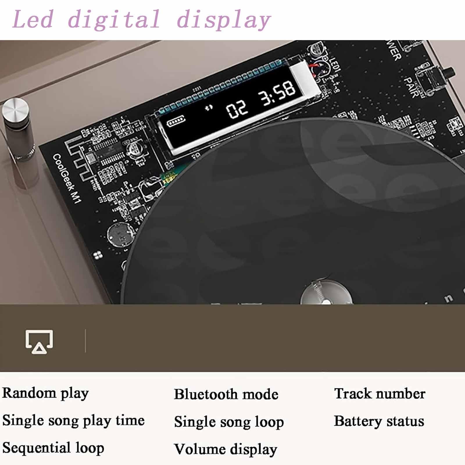 Lettore CD montabile a parete con telecomando e display a LED, uscita AUX da 3,5 mm, doppia modalità di riproduzione, 4 opzioni di posizionamento per casa e ufficio