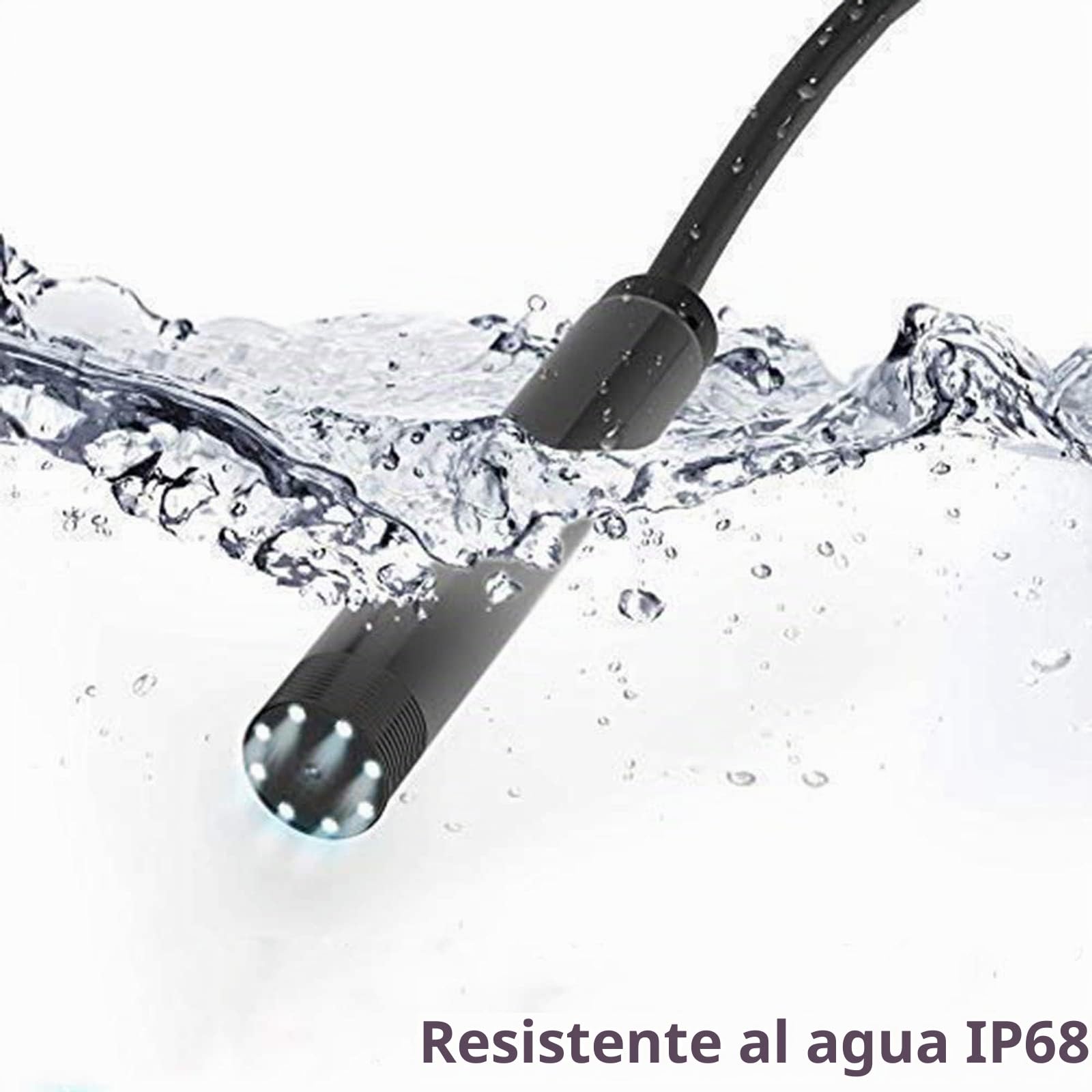 Lychee WiFi Endoscopio Wireless Cámara de Inspección, Impermeable IP68,8 LED de Brillo Ajustable,2.0 Megapíxeles Full HD 1200P Cámara para Android y iOS / (10M)