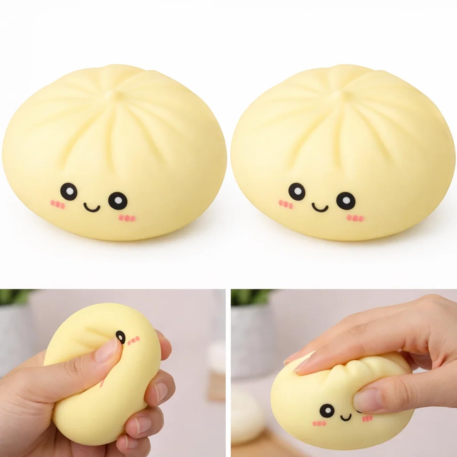 2Pcs Dumpling Squishy, Cheese Squishies Toys, Stress Relief Sensory Toys for Focus and Relaxation, Soft Squishy Dumplings Measuring 8.5 cm Each, Dumpling Toy for Desk Decor and Office P