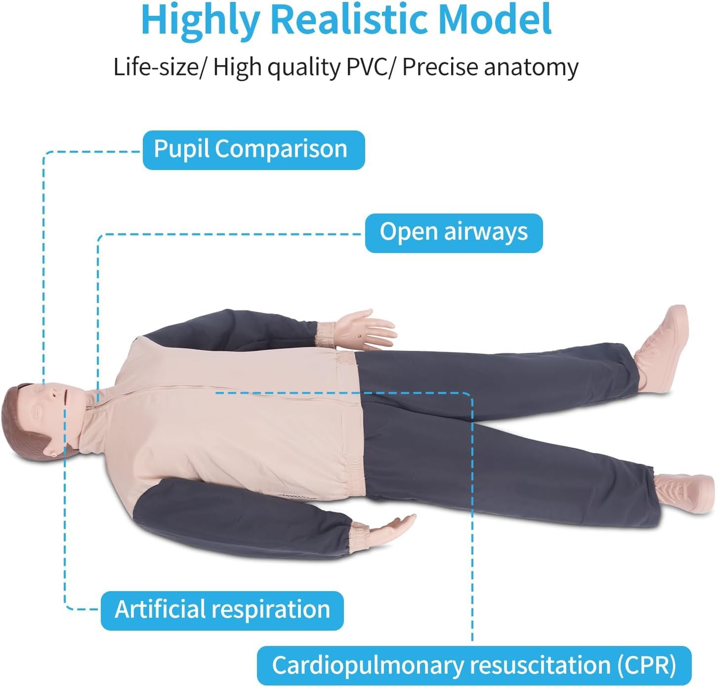 Mannequin CPR Training Mannequin Ganzkörper-Erwachsene CPR Training Mannequin, CPR Training Dummy für Erste-Hilfe-Ausbildung und medizinischen Unterricht Kit für Ärzte und Krankenpflege