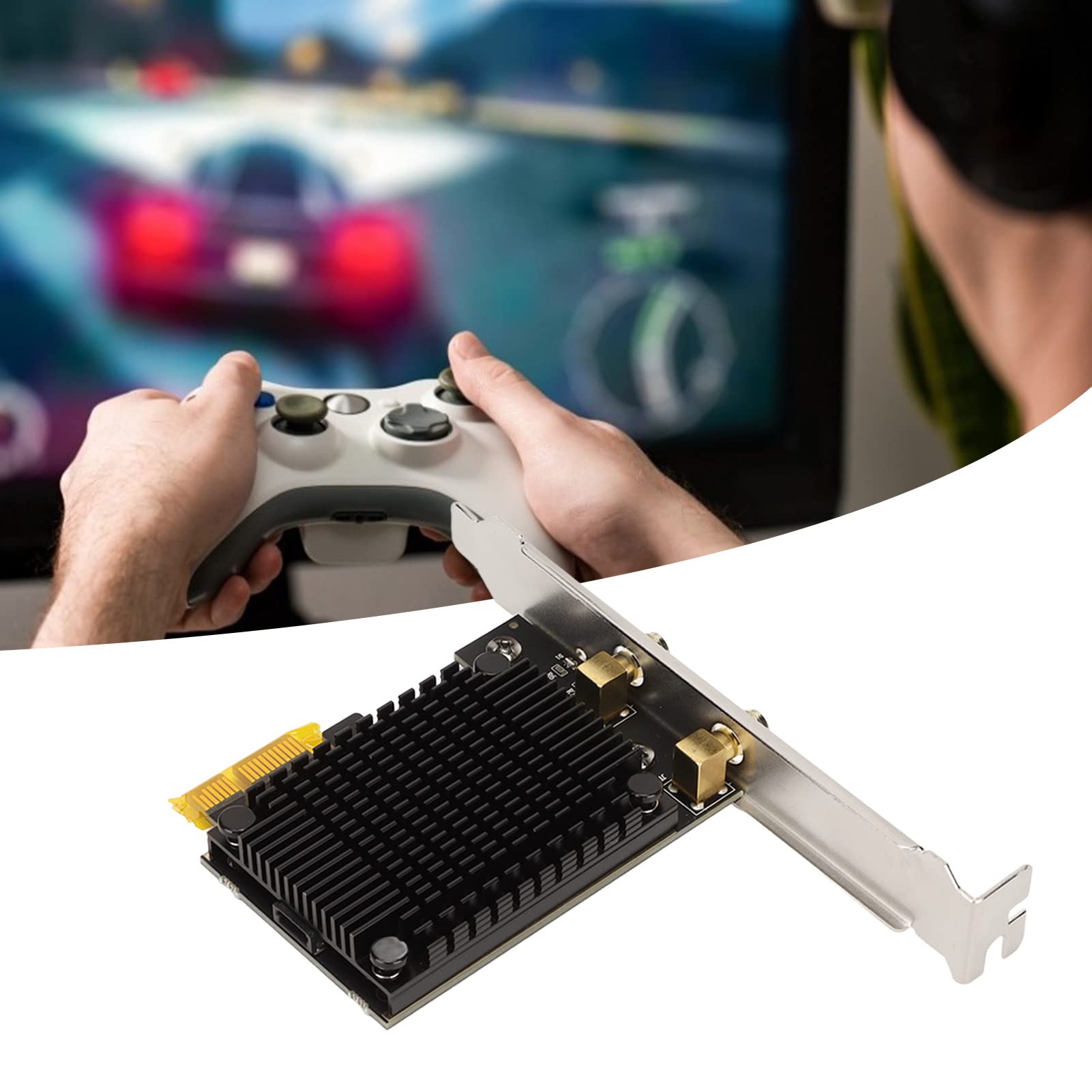 Scheda WIFI 6, Supporto 2.4G 5G 6G Tri Band, Trasmissione 5400MBps, Antenna Omnidirezionale ad Alto Guadagno 8Dbi Compatibile con Interfaccia PCI e X4 X8 X16 per L Sistema Winodows10 11 64