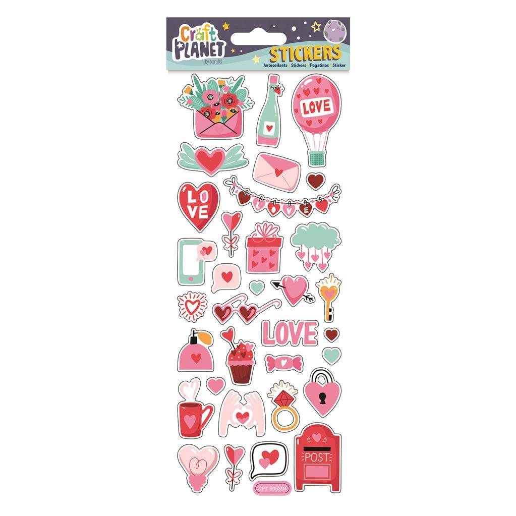 Craft Planet Divertidas pegatinas coloridas con texto en inglés "With Love are The Ideal Embellishment" para álbumes de recortes y hacer libros, regalos y productos personalizados