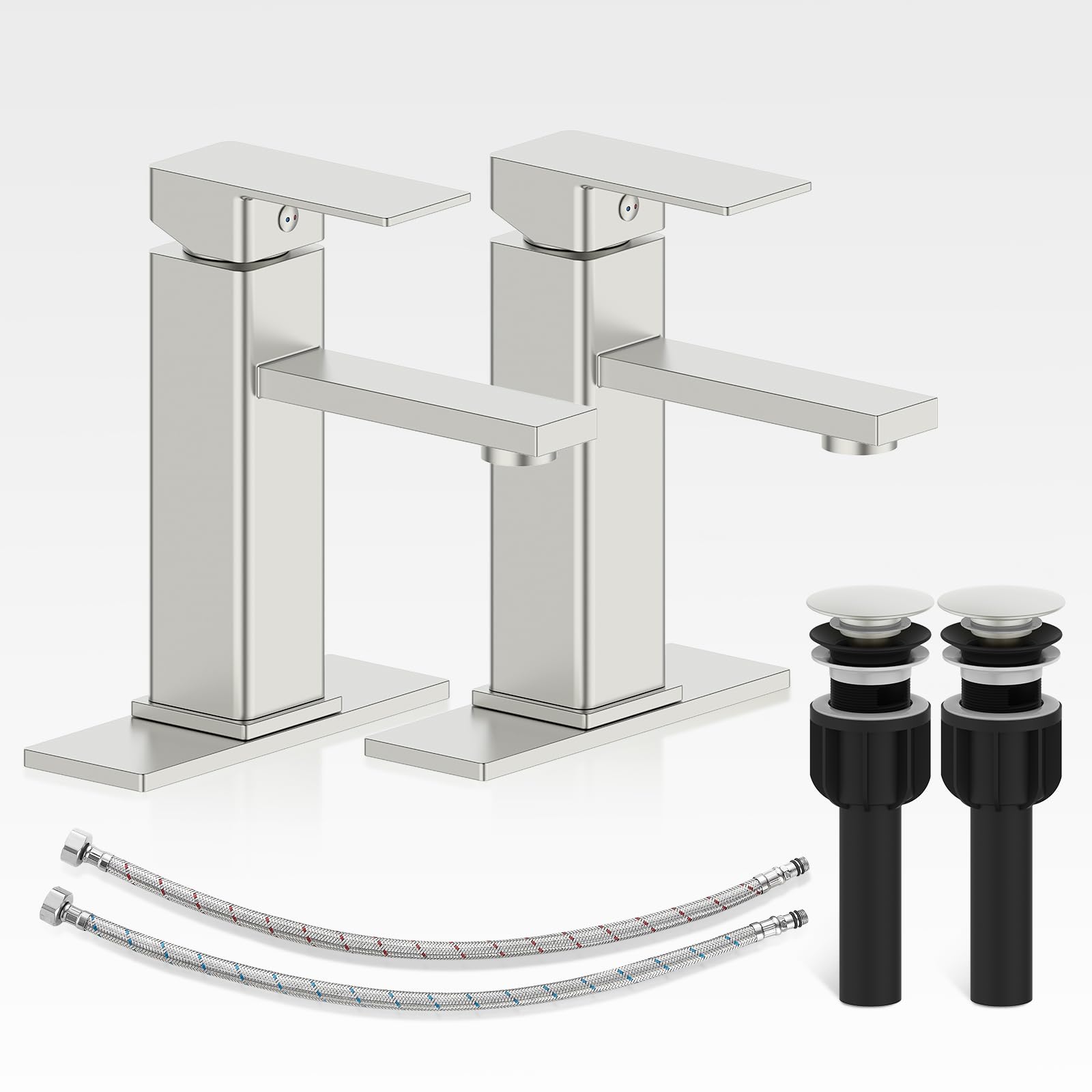 CasavillaBathroom Faucet-2 Sets,Brushed Bathroom Sink Faucets with Pop-up Drainage and 6 Inch Deck Plate,Single Handle Vanity Faucet for Bathroom Sink (1~3 Hole), Modern Farmhouse RV Faucet