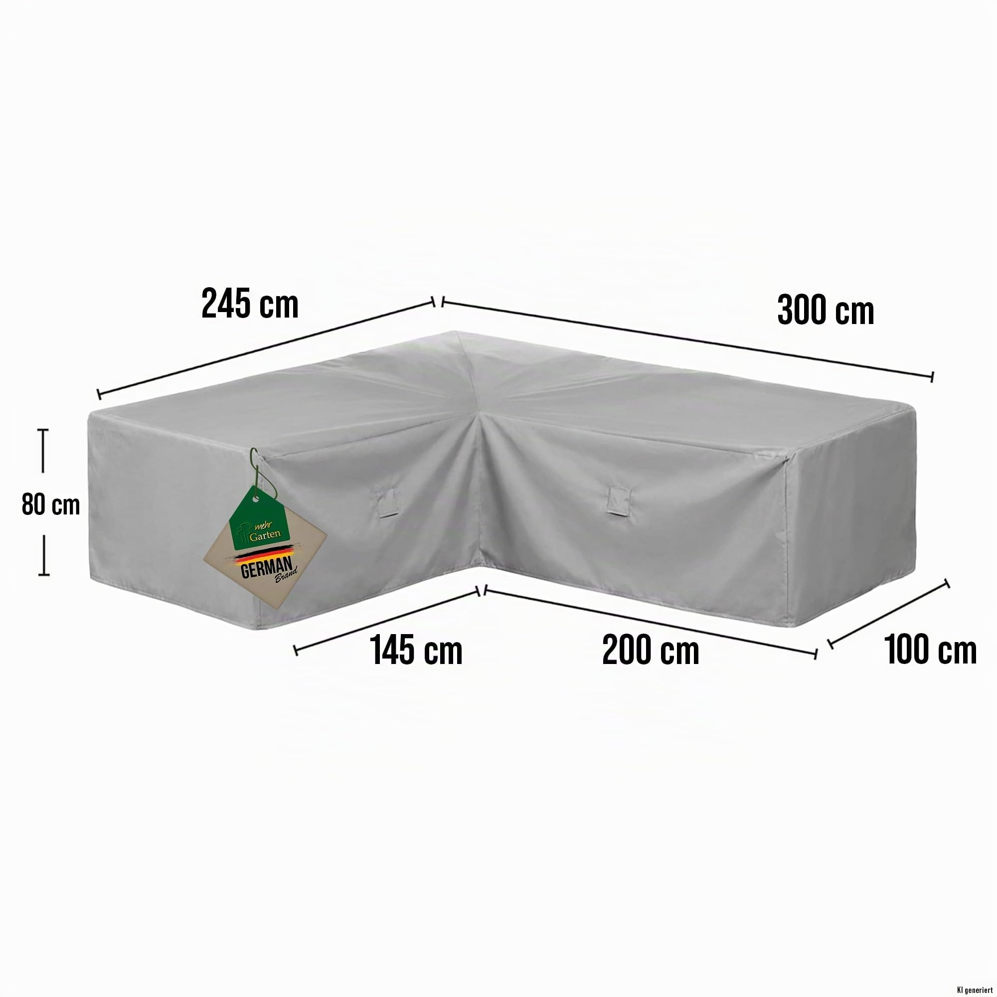 Schutzhülle Lounge L-Form, kurze Seite links, 300x245x80 cm | 600D Oxford - wasserdicht, UV-beständig, reißfest und winterfest - Abdeckung für Gartenmöbel mit Kordelzug für sicheren Halt