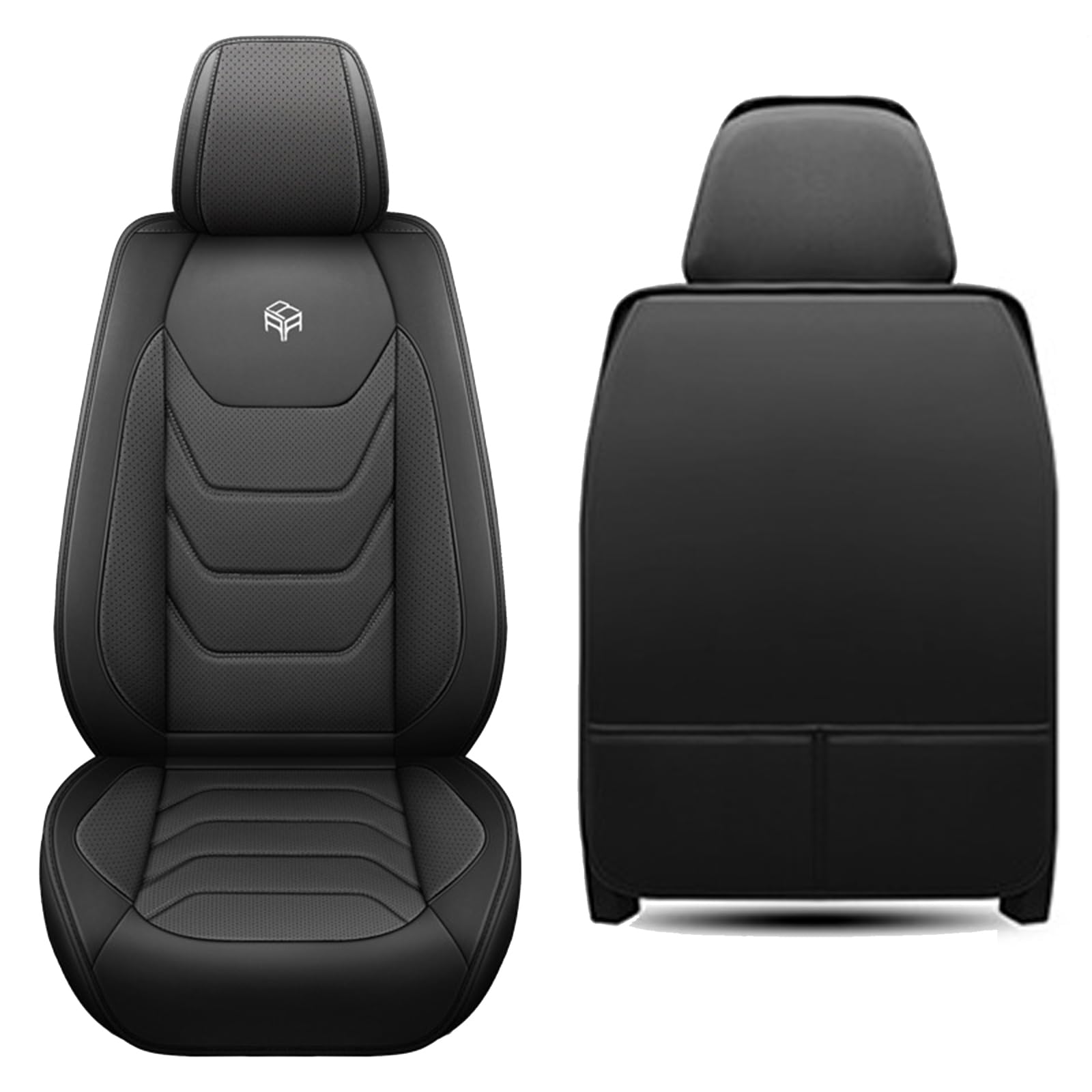 Fundas de asiento delantero de piel sintética para Mercedes-Benz Clase C, E W202-5, W210-3 (negro) universales impermeables