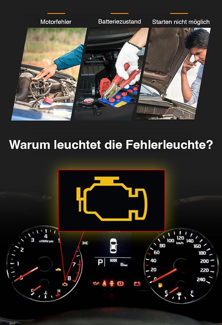 Lescars Diagnosegerät: Professioneller 2in1-OBD2-Scanner und Batterie-Tester, HD-Farbdisplay (OBD Diagnose, OBD2 Diagnosegerät, Auto)