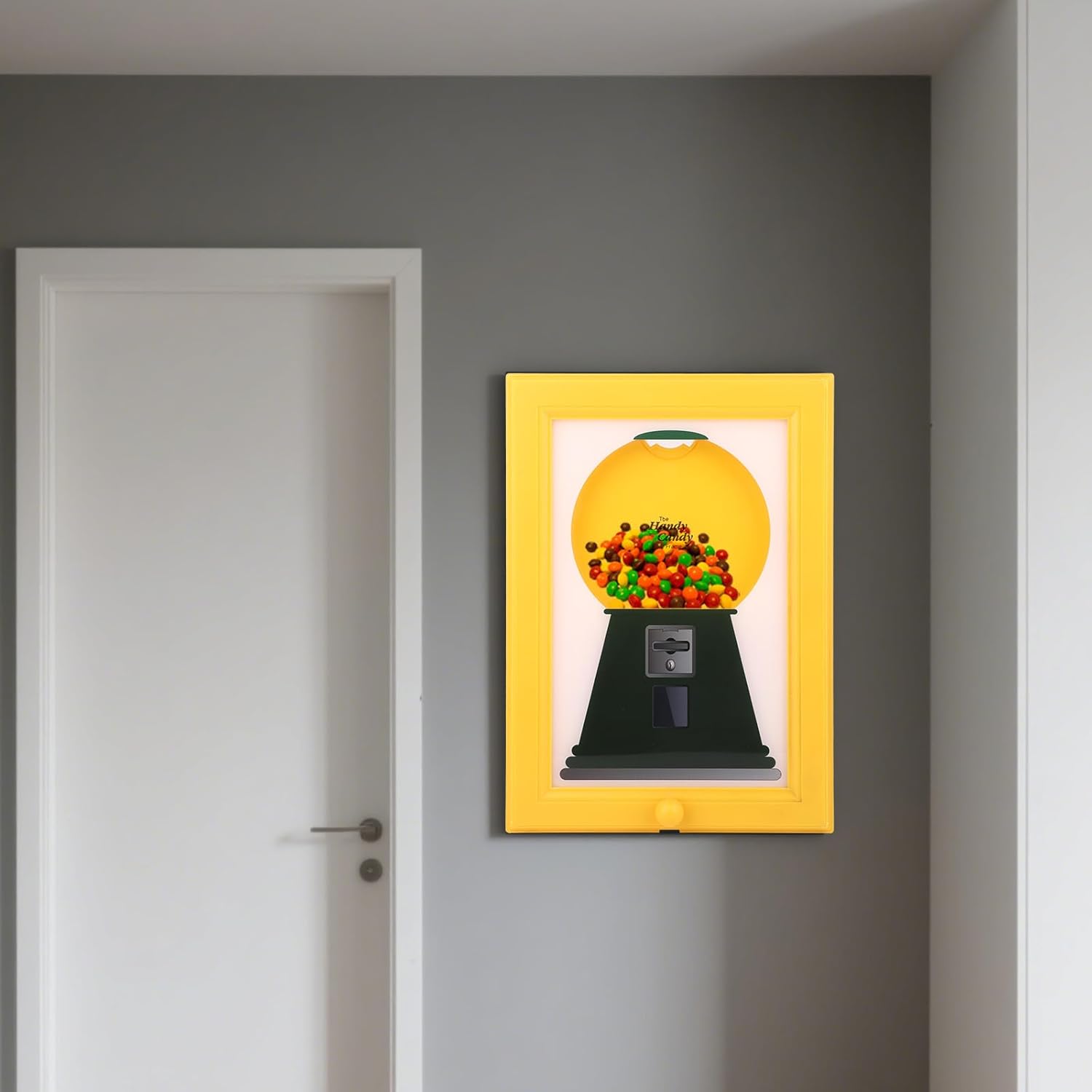 Handy Candy Frame, Candy Dispenser Picture Frame Wall Mount Creative Innovative Gumball Machine for Desk Countertop or Kids Adults Office Room Sweet Display