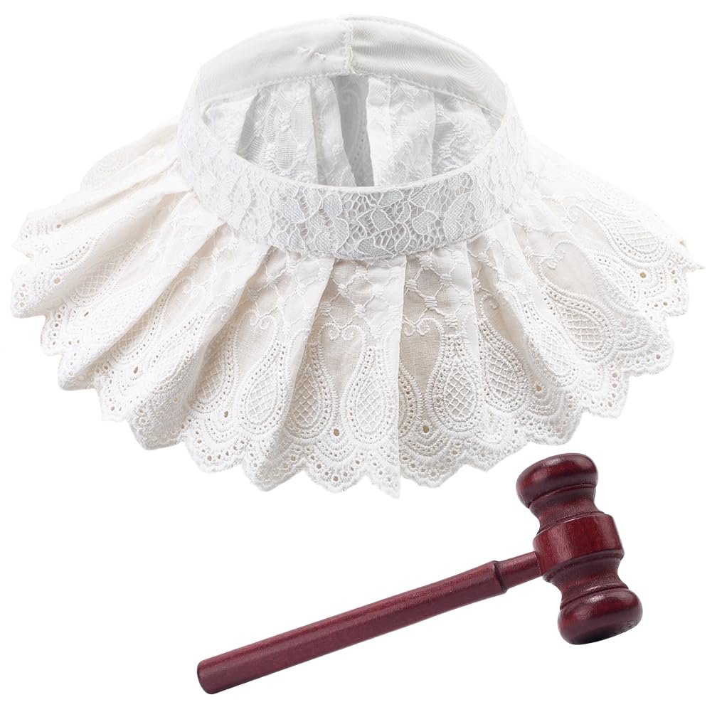 Accessoires de déguisement CRASPIRE pour incarner un juge avec col en dentelle et marteau