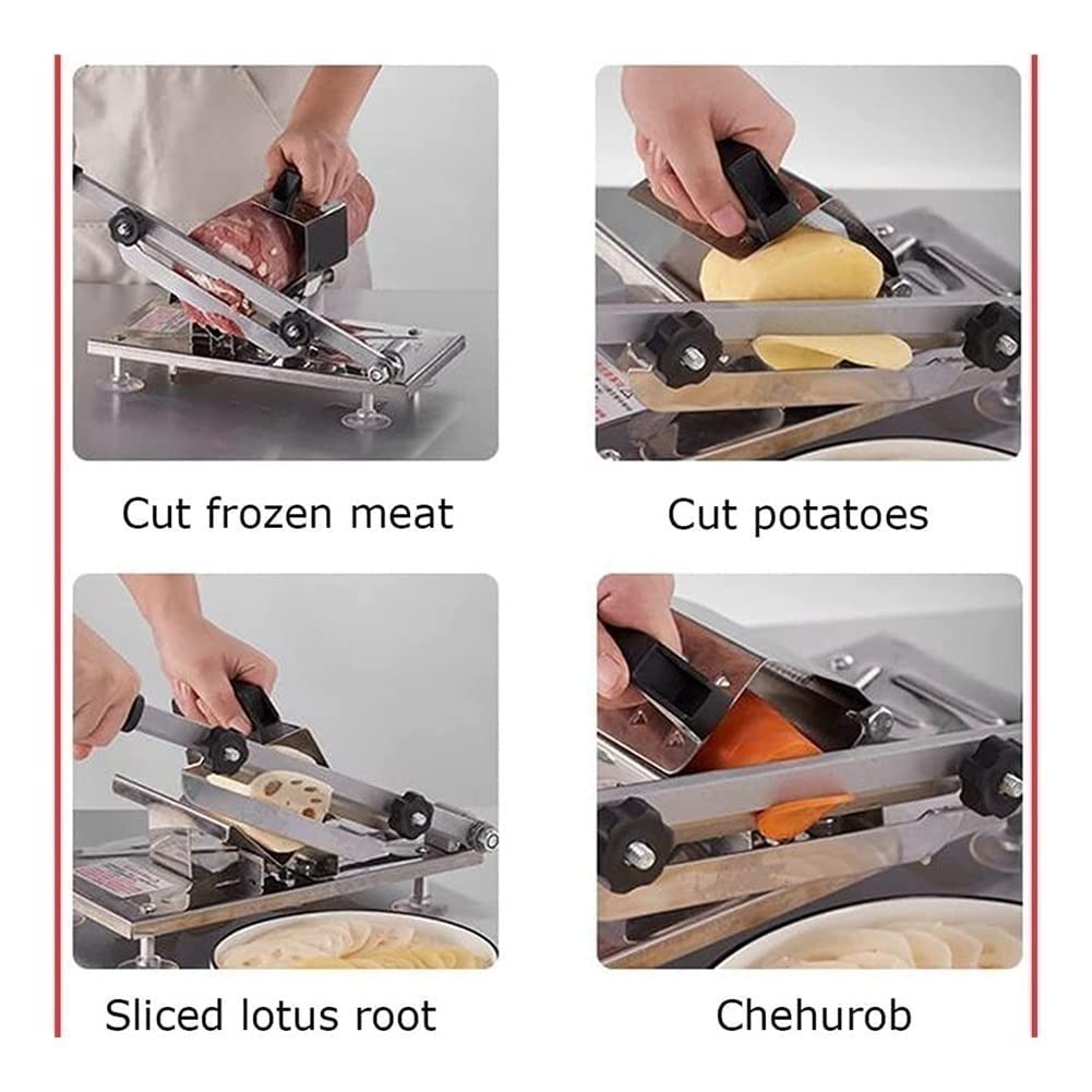 Cortadora de Carne para Uso doméstico o Comercial, cortadora Manual de Carne congelada, cortadora doméstica para Hierbas, turrón, Tocino, ayudante de Olla Caliente de Acero inoxida