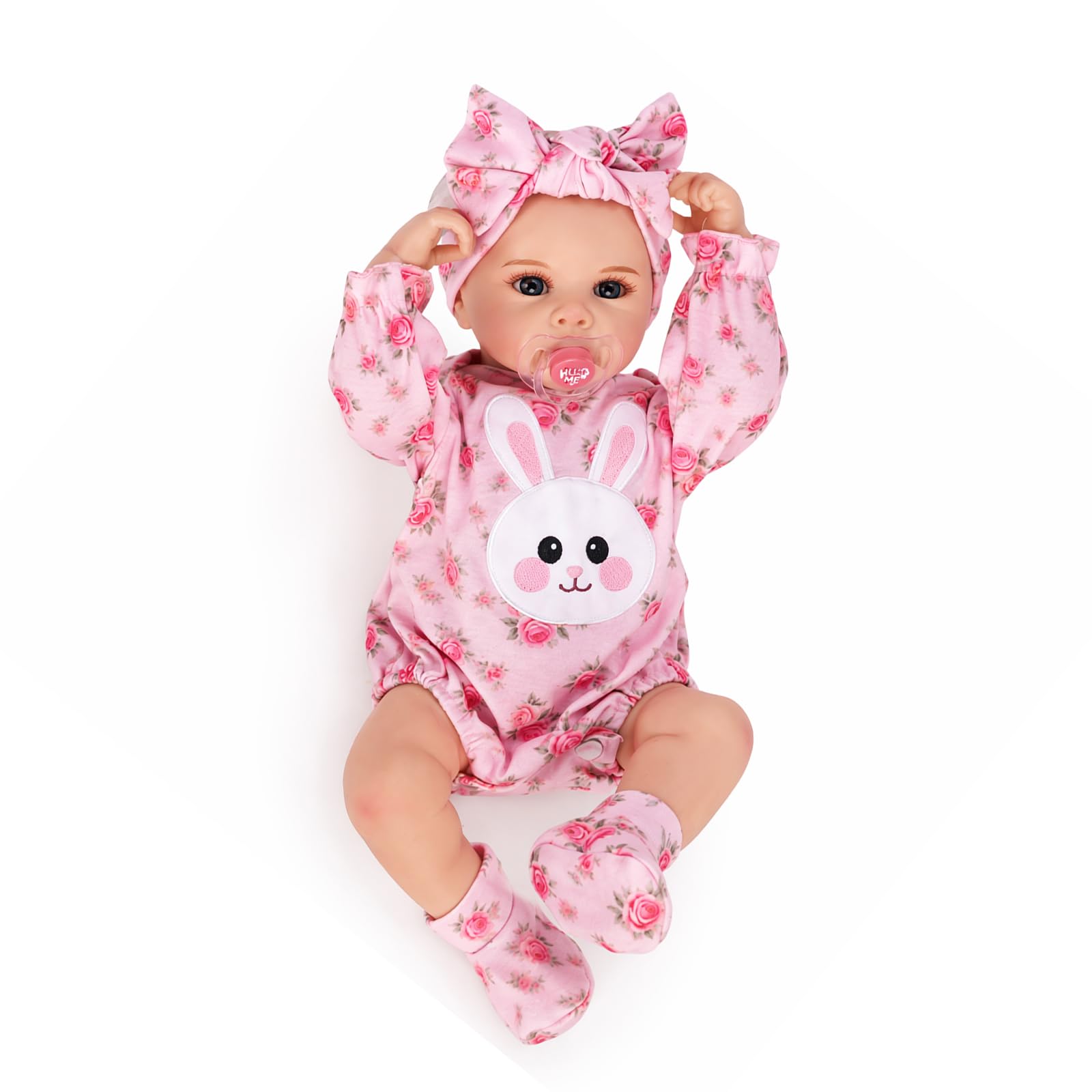 BAVOLULU 18 Inch Reborn Baby Doll Girl, Open Eyes Vinyl Doll with 2 Outfits