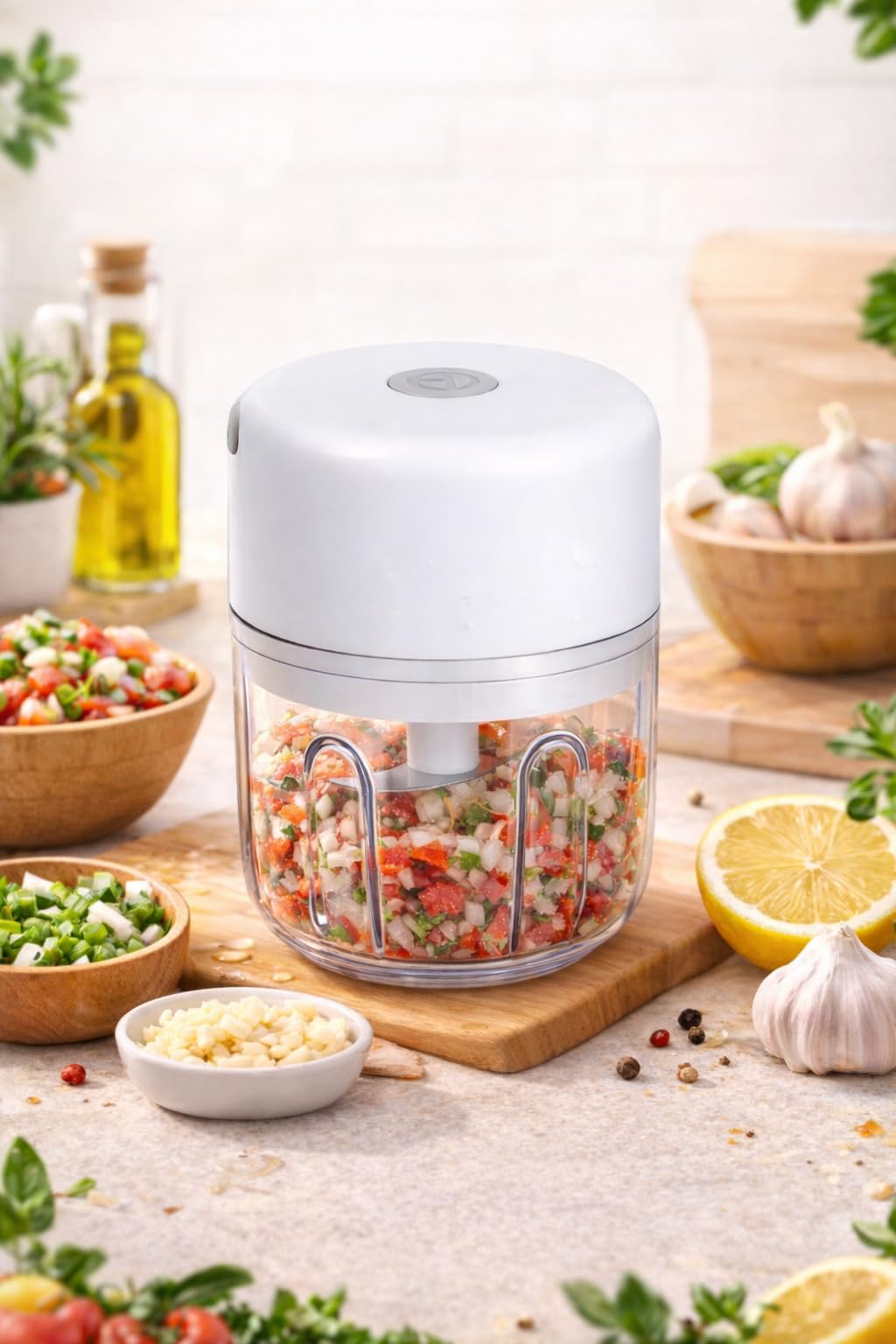 Thomax Çok Amaçlı Şarjlı Otomatik 3 Bıçaklı Rondo Blender Doğrayıcı Gıda Ve Baharat Öğütücü