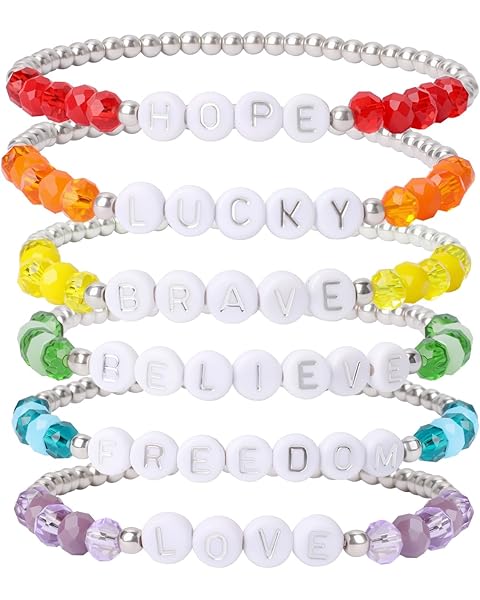 Miss Rabbit Colorful Beaded Bracelets Set for Women Stackable Glass Beads Stretch Bracelets Clay Preppy Bracelets Heart Beads Friendship Bracelets Team Cheer Bulk Boho Summer Beach Jewelry Gift