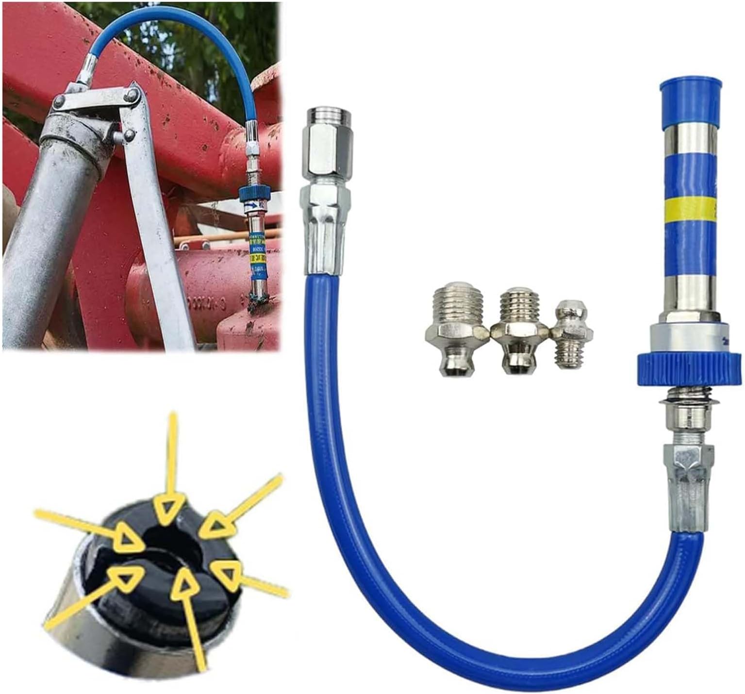 High Pressure Grease Coupler - Strong Lock On Grease Tool Couplers, Lock N Lube Grease Gun Coupler Adapter, Fittings Extensions, Heavy-Duty, Fits All Grease Guns, Lube Pro Plus (1pcs)