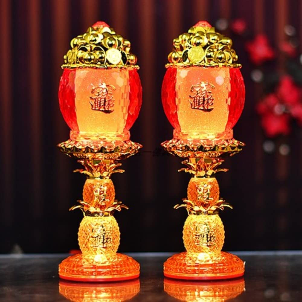 XIALON 1 Pair 28cm God of Wealth Lamp Electric Candlestick Supply Buddha Led Light Eternal Candle Lamp Smokeless