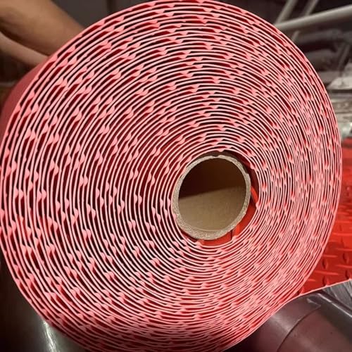 Suelo Goma Rollo de Suelo de Caucho Diamantado de Alta Resistencia de 2,5 Mm de Grosor, Rollo de Caucho Antideslizante Impermeable, Alfombrillas para Garaje Furgonetas Gimnasio Sótano(Red,0.9 x 5.4m/3