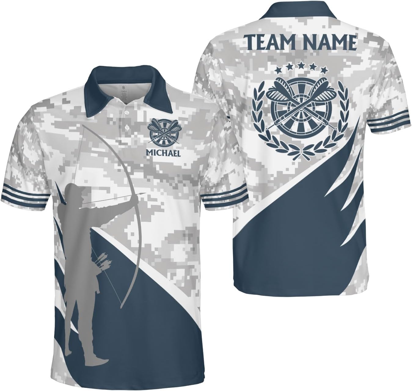 Custom Archery Polo Shirts Men Personalized Name Team Apparel 3D Bow Arrow Design Short Sleeve Gifts for Archer Enthusiasts