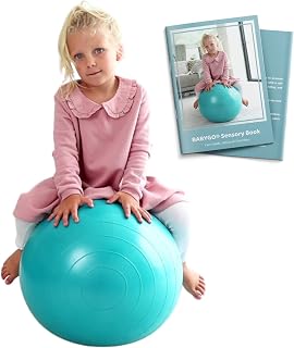 BABYGO® Sensory Peanut Ball for Kids Children | Autism Therapy Calming Development Activities Motor Skills Special Needs | Exercise Book & Pump Included | Anti Burst 45cm Turquoise
