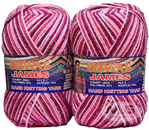 Image of Oswal James Knitting Yarn Wool, Strawberry Ball 700 gm Best Used with Knitting Needles, Crochet Needles Wool Yarn for Knitting. by Oswal S inch