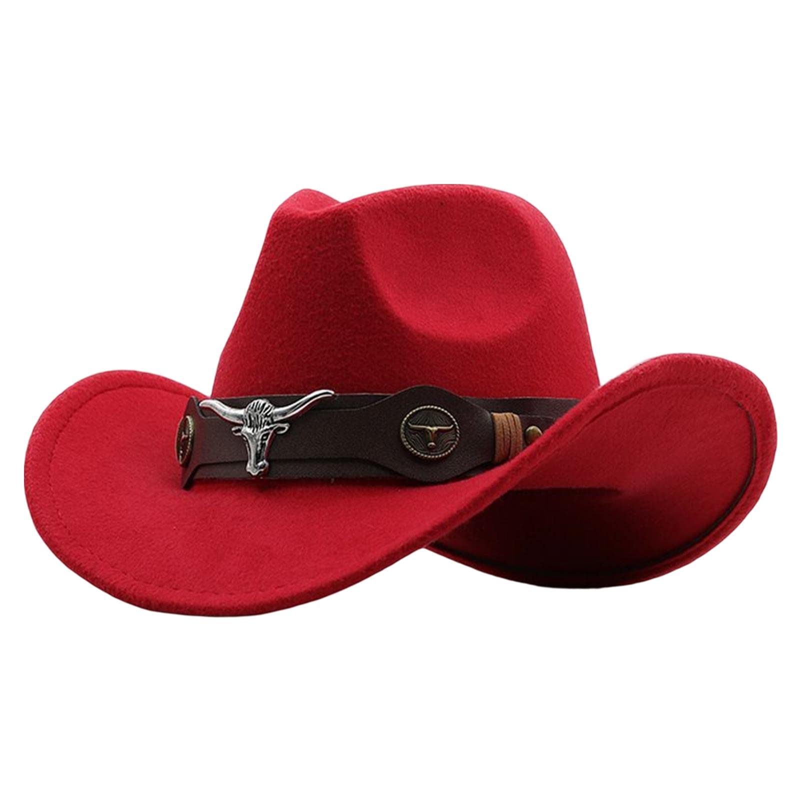 Cowgirl Hat Breathable Casual Cowboy for Women Men Fall Short Trips Red| Hats| Womens Accessories |Clothing Shoes &-image-10