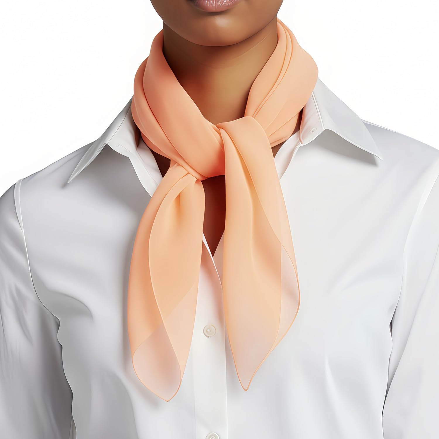 Basic Sense Lightweight Chiffon Square Scarf for Women Retro Neckerchief Bandana & Hair Tie, Peach