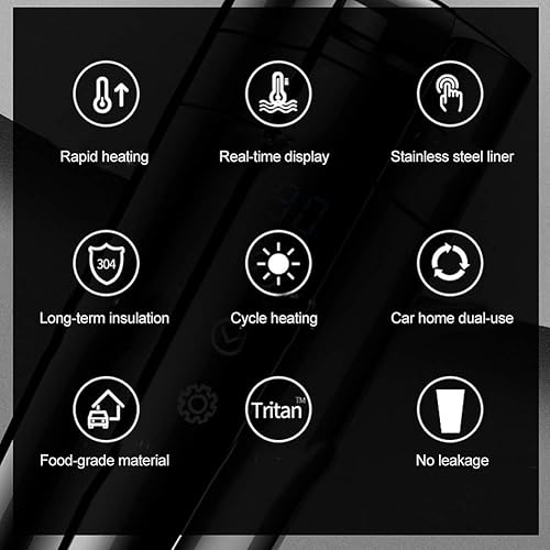 Miniatura 7 de Hervidor eléctrico, hervidor de auto de doble uso, taza de calefacción con control de temperatura, taza de calentador de agua caliente con