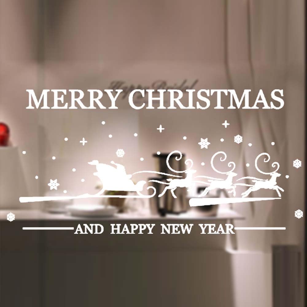 QIDIANTRADE Merry Christmas Decorations White Star Christmas Snowflake elk Window Clings Decal Stickers Thanksgiving Decorations Ornaments Party Supplies